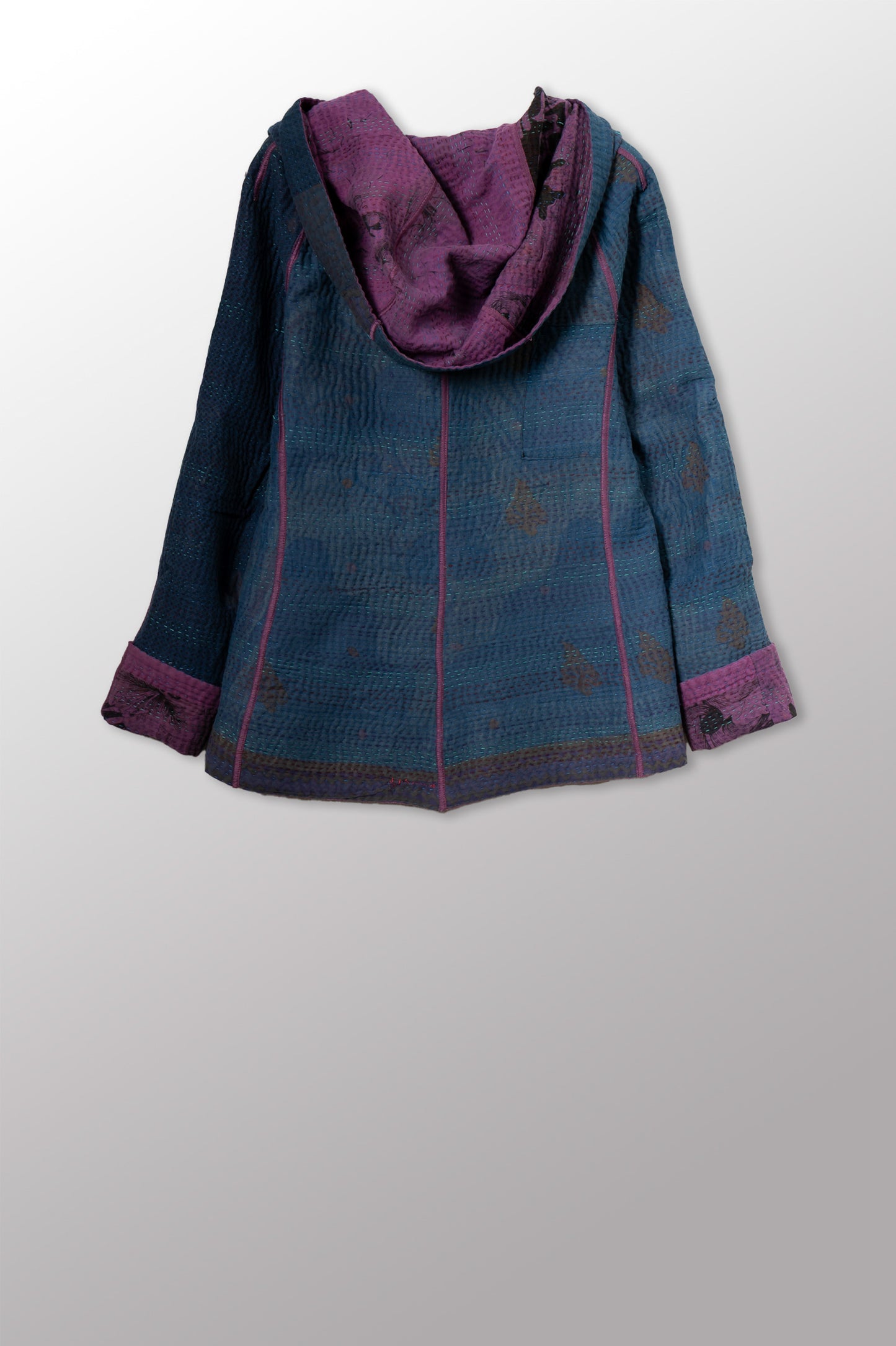 COTTON OVERDYE KANTHA HOODIE JACKET - ov4036-cprp002s -