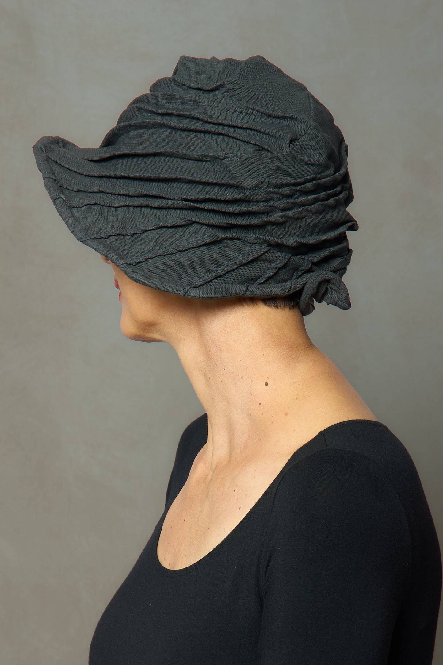 DUCK COTTON SOFT CANVAS TWIST TUCKED BRIM HAT - du1886-blk -