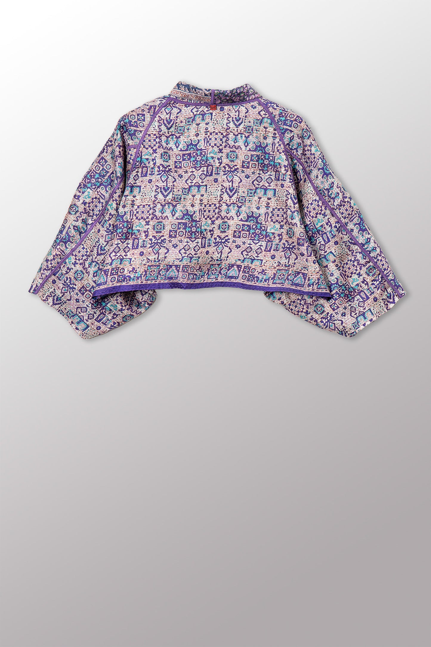 VINTAGE SILK KANTHA PUFF SLV. SHRUG - sv2062-0041a -
