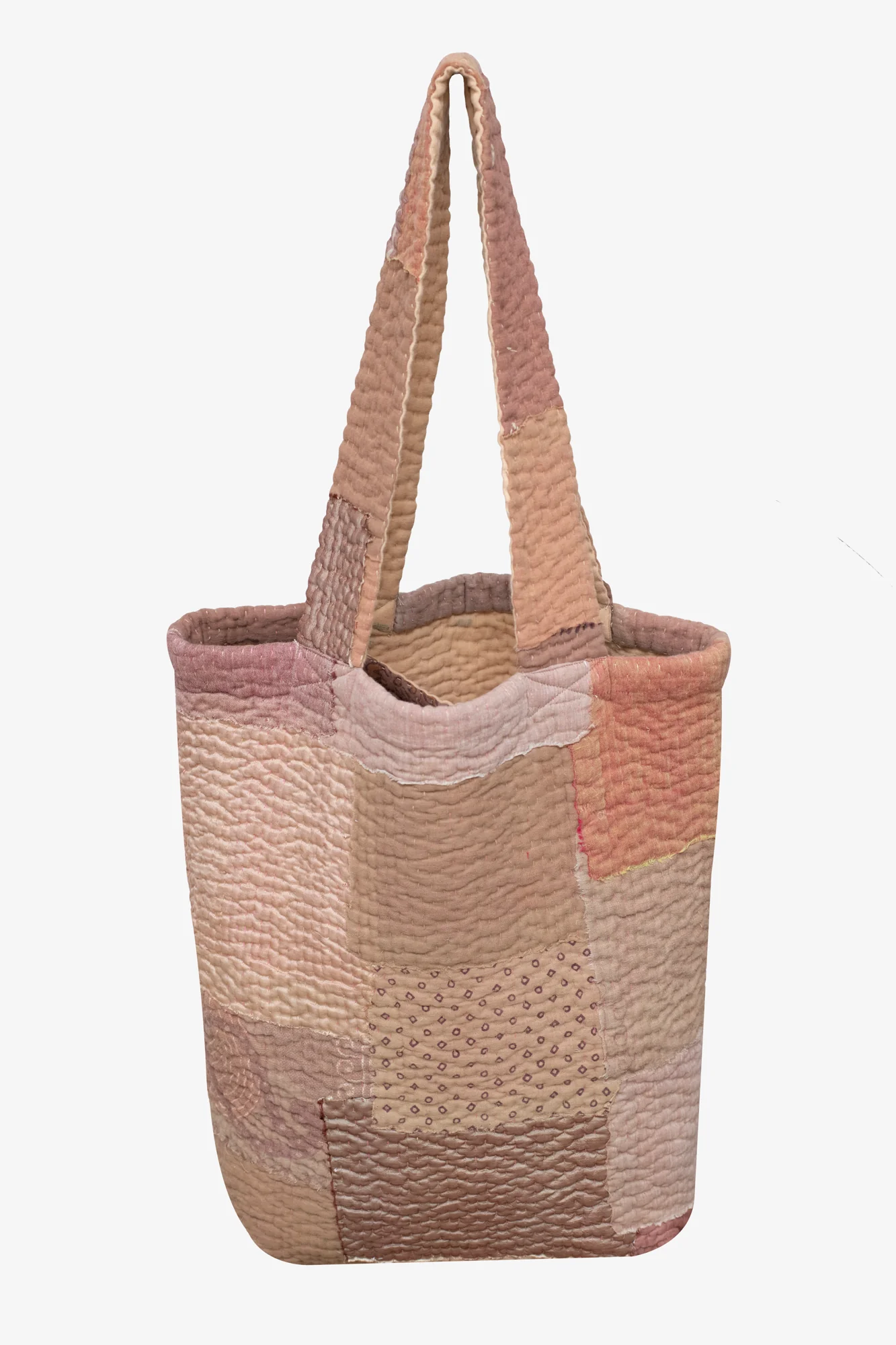 Mosaic Fray Handmade Vintage Kantha Tote Bag -Taupe-