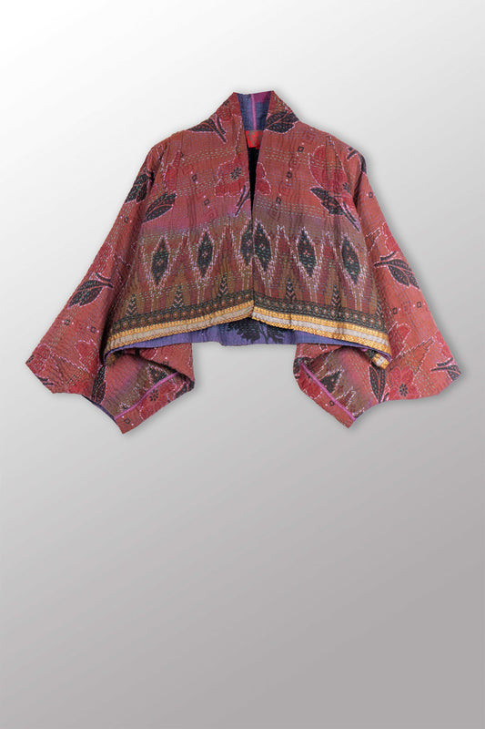 COTTON OVERDYE KANTHA PUFF SLV. SHRUG - ov4062-cprp010a -