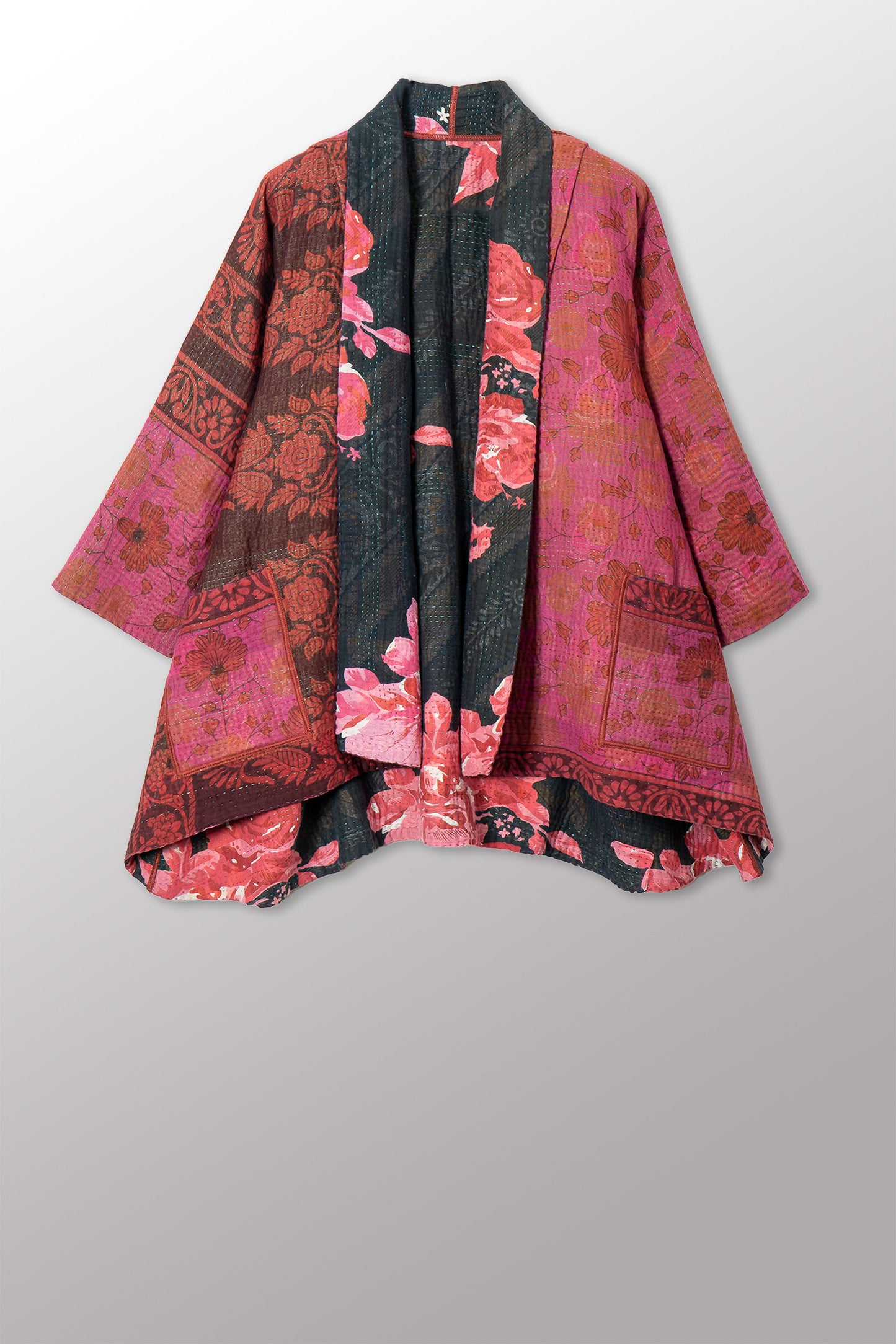 VINTAGE COTTON KANTHA KIMONO JKT - cv4004-0214a -