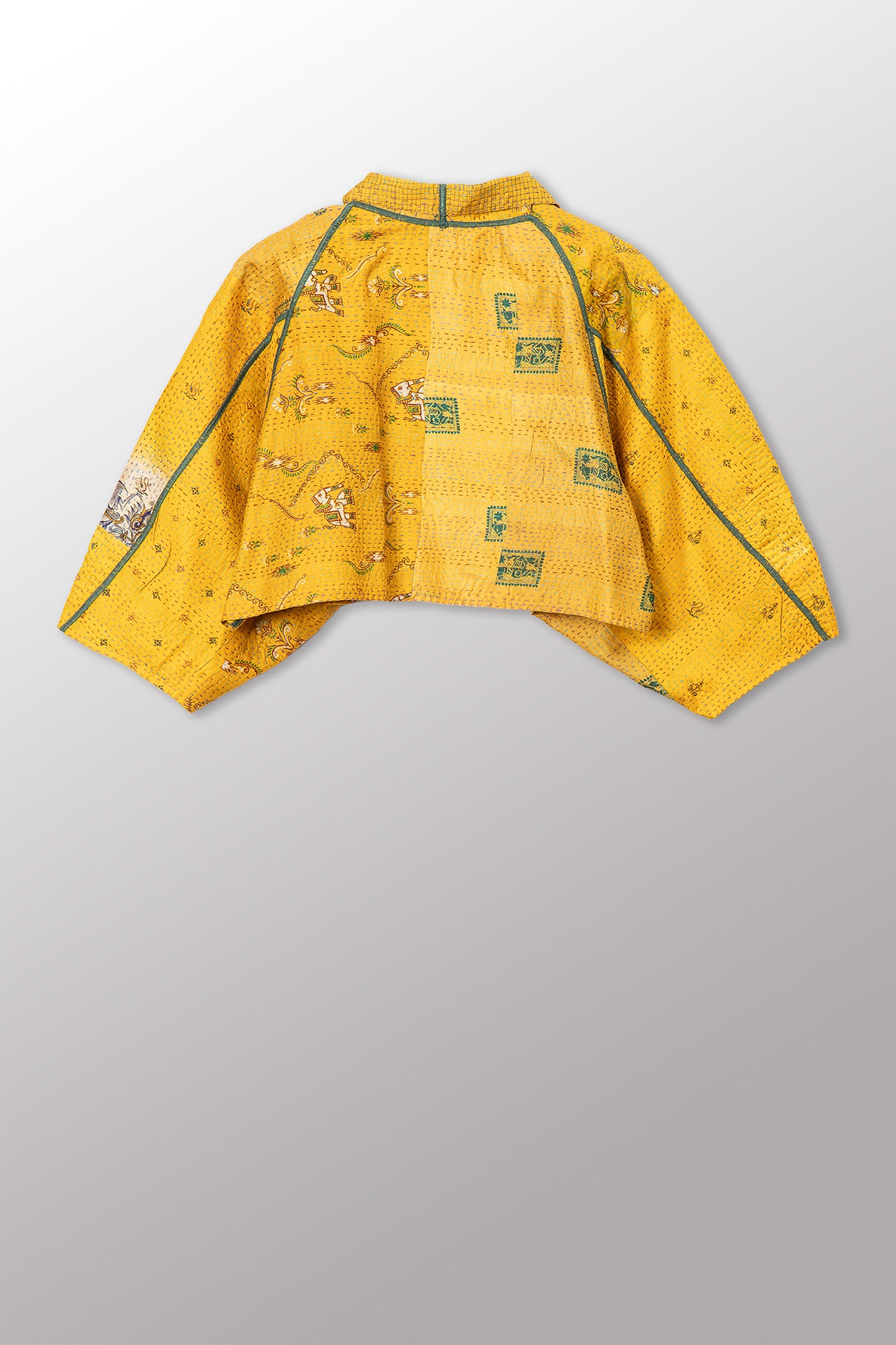 VINTAGE SILK KANTHA PUFF SLV. SHRUG - sv2062-0031a -