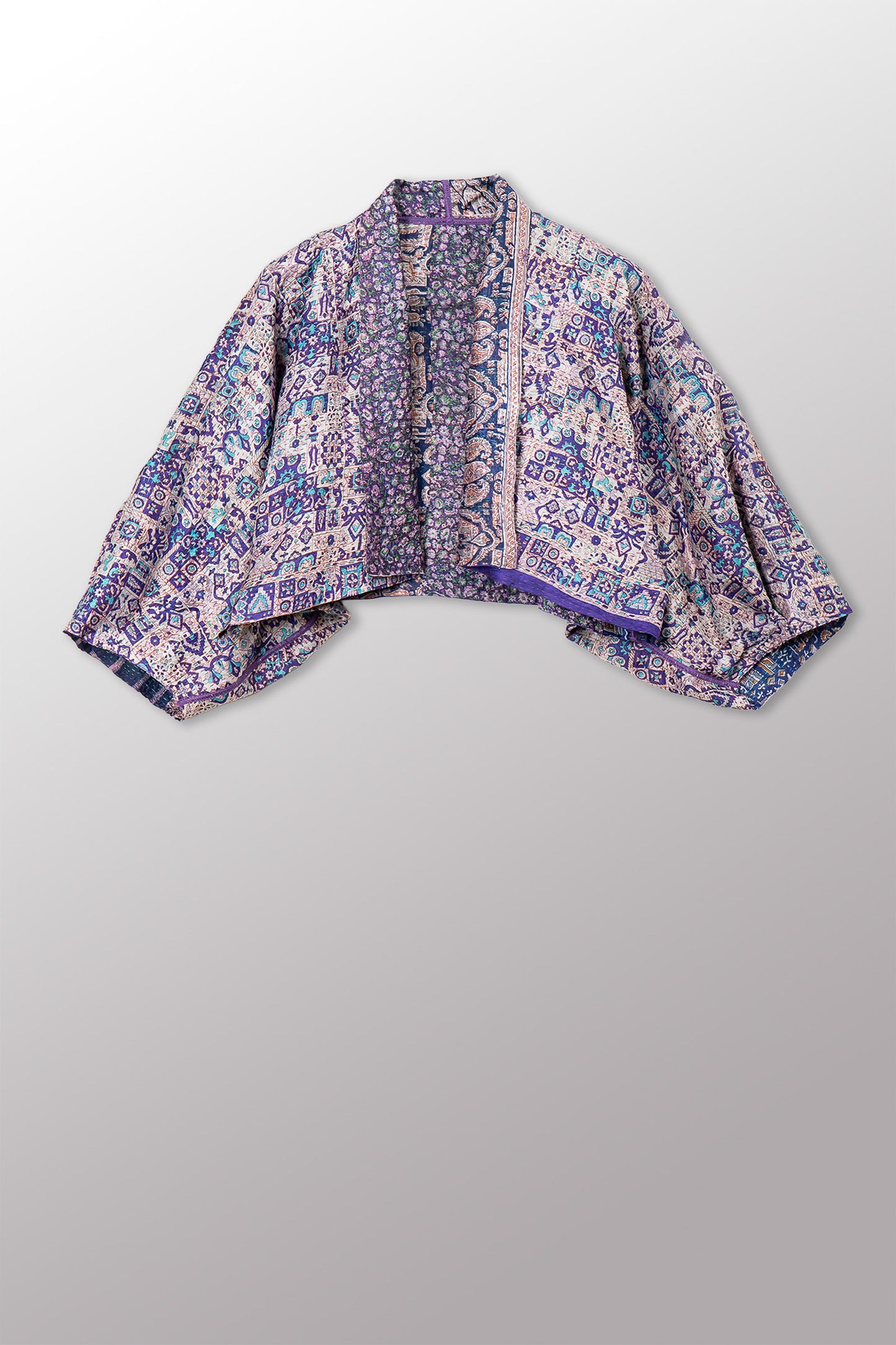 VINTAGE SILK KANTHA PUFF SLV. SHRUG - sv2062-0041a -