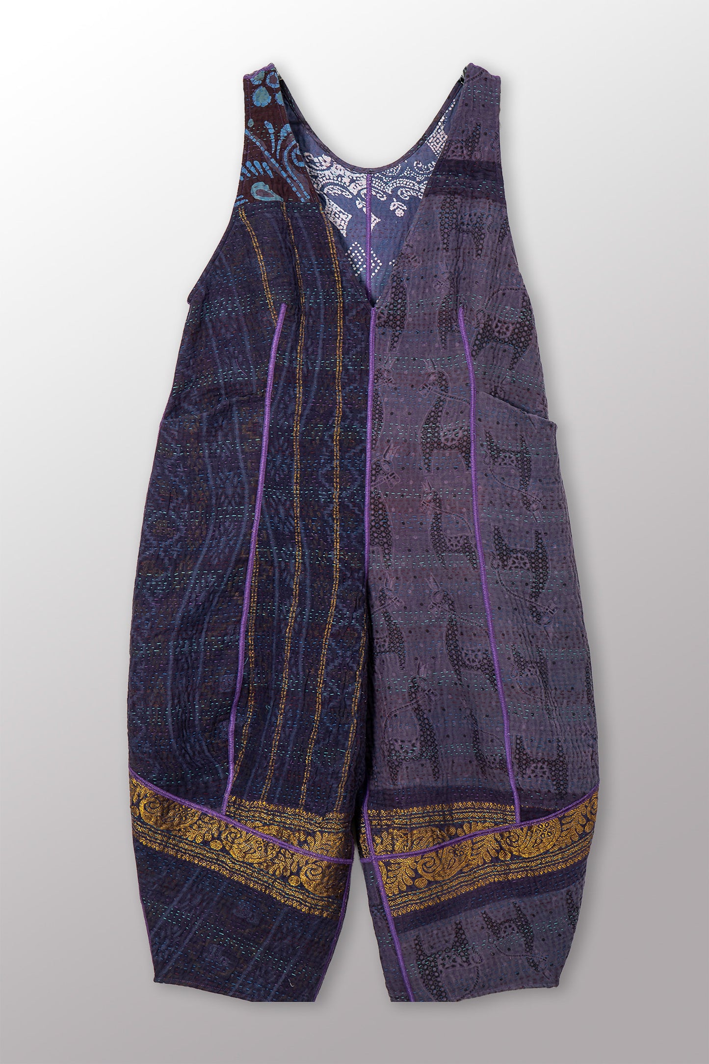 VINTAGE COTTON KANTHA V-NECK JUMPER - cv4622-0001s -