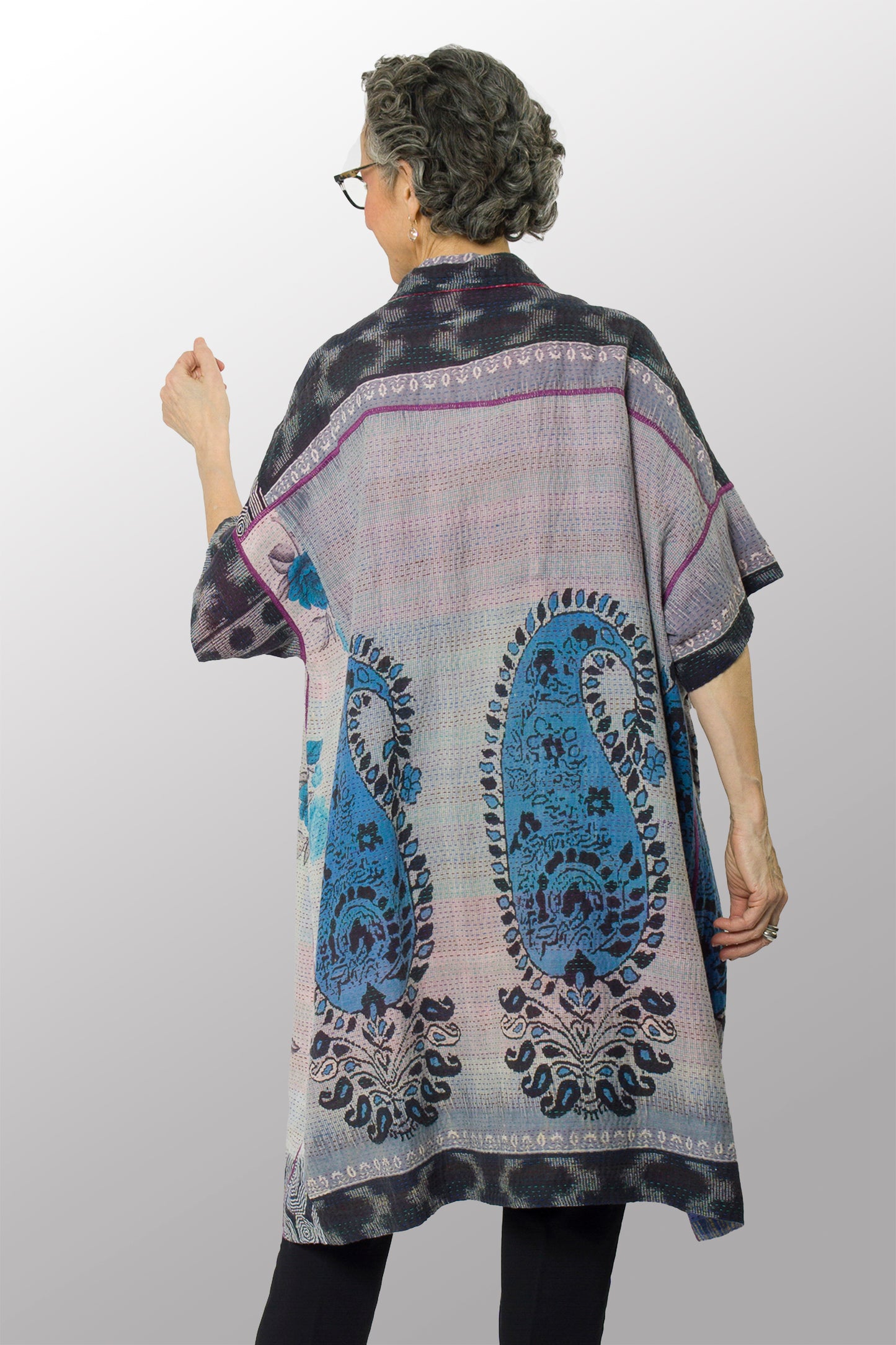 VINTAGE COTTON KANTHA WIDE SHIRT DRESS - cv2448-0002a -