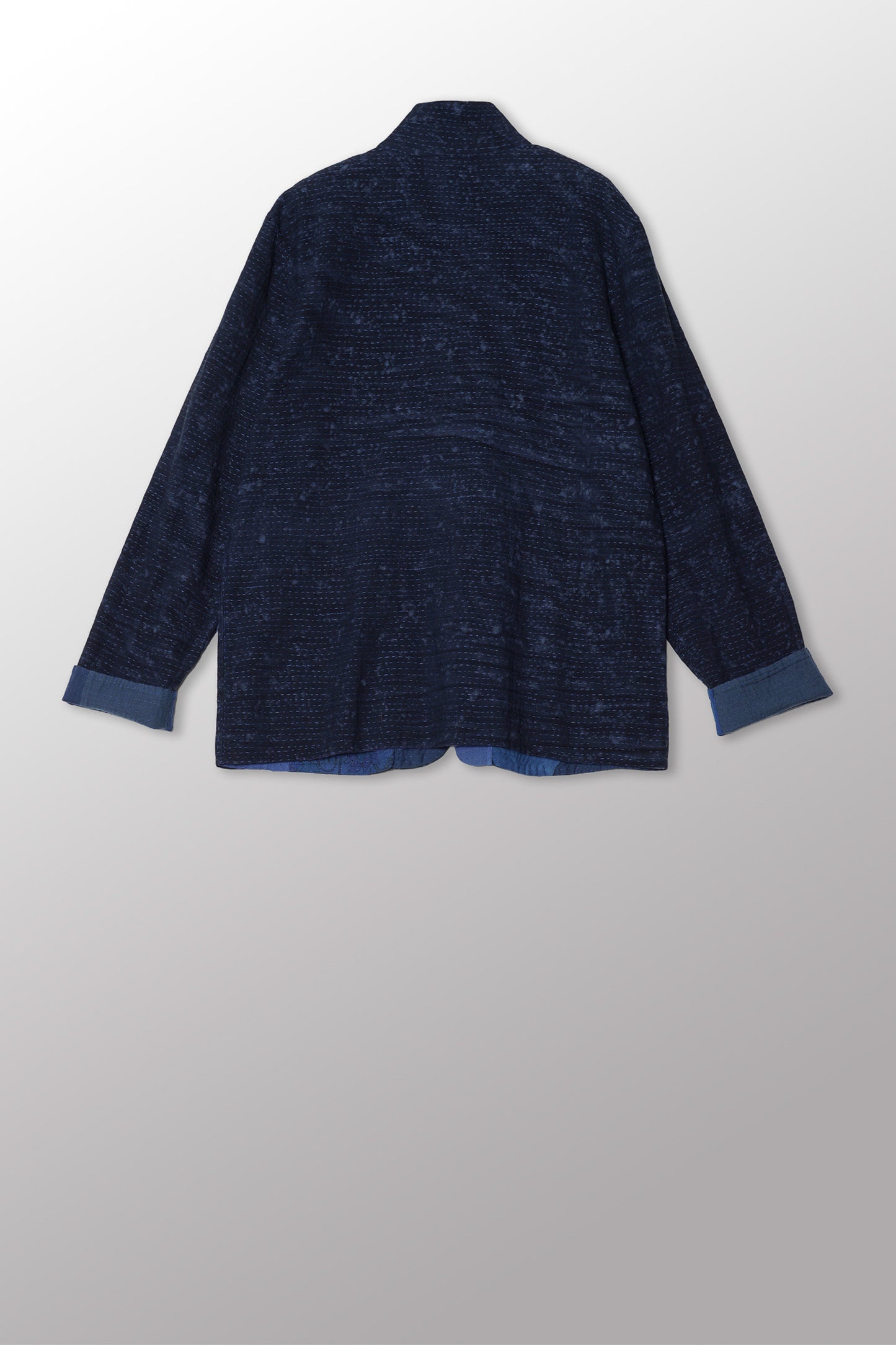 DUCK SUN DYE WITH PATCH KANTHA SIMPLE MEN'S JACKET - us2072-nvy -