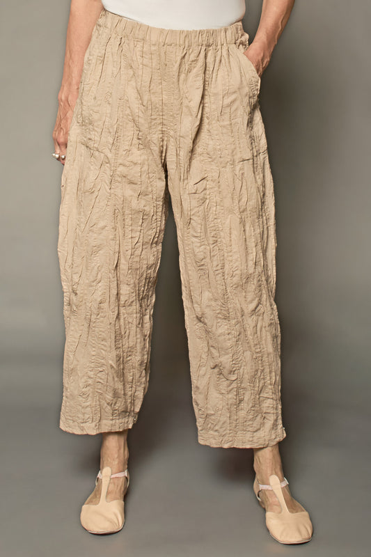 CAMBRIC COTTON RANDOM TUCK BARREL PANTS - ra1641-ntl -