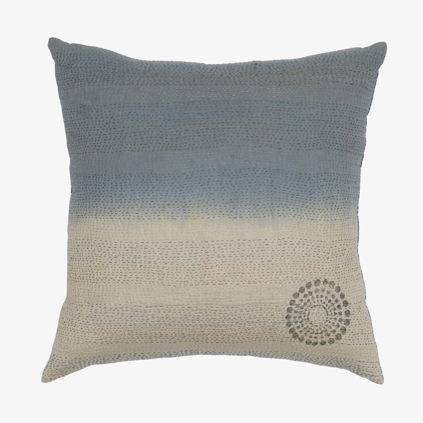 Cotton Ombre Handmade Vintage Kantha Pillow - Indigo