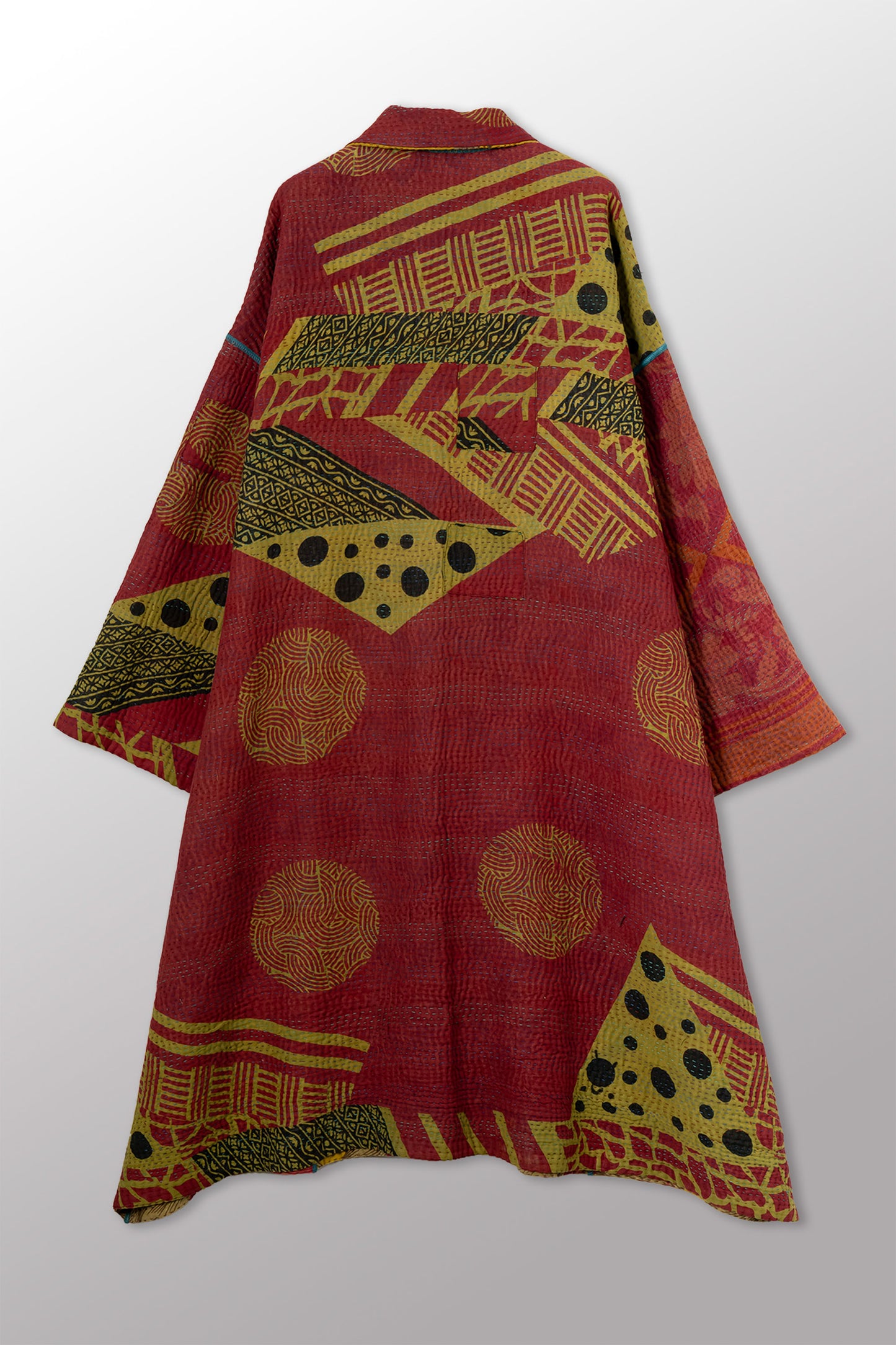 COTTON OVERDYE KANTHA NEW OVERSIZED COAT - ov4342-cgrn003a -