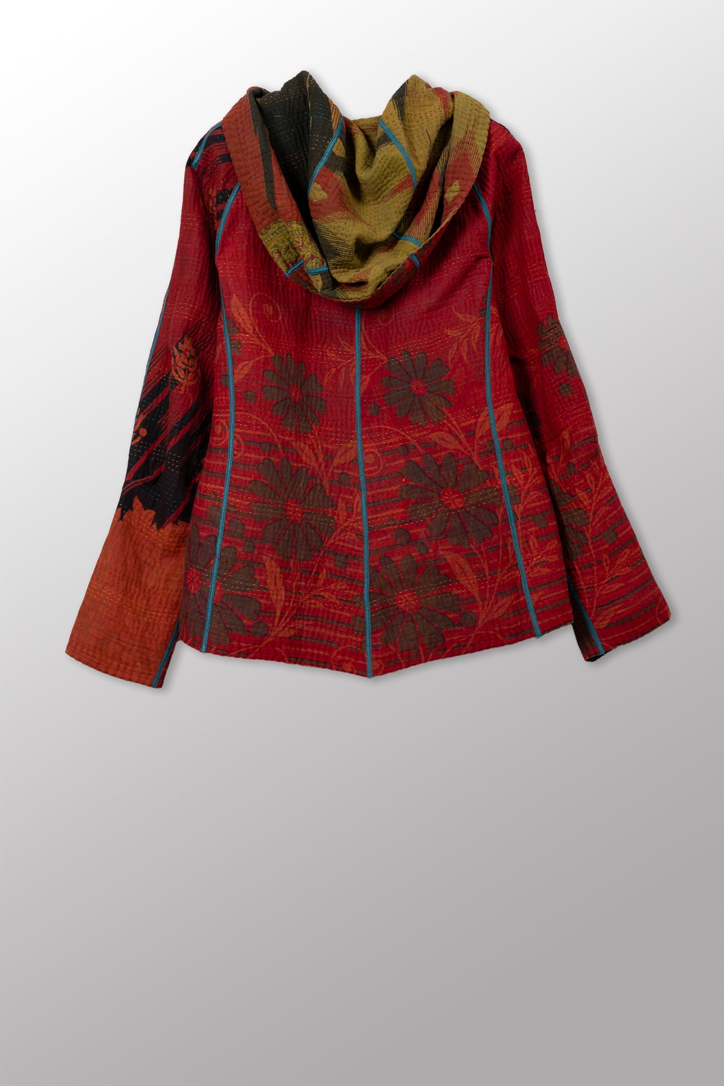 COTTON OVERDYE KANTHA HOODIE JACKET - ov4036-cgrn001m -
