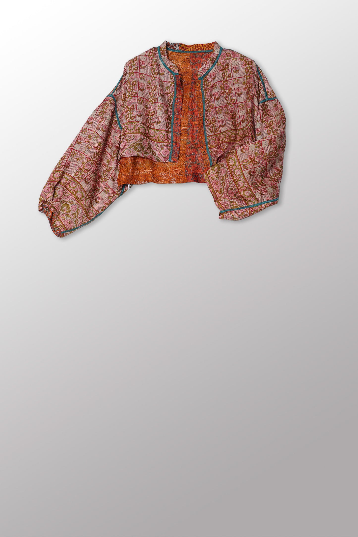 VINTAGE SILK KANTHA SLEEVE JACKET - sv2090-0004m -