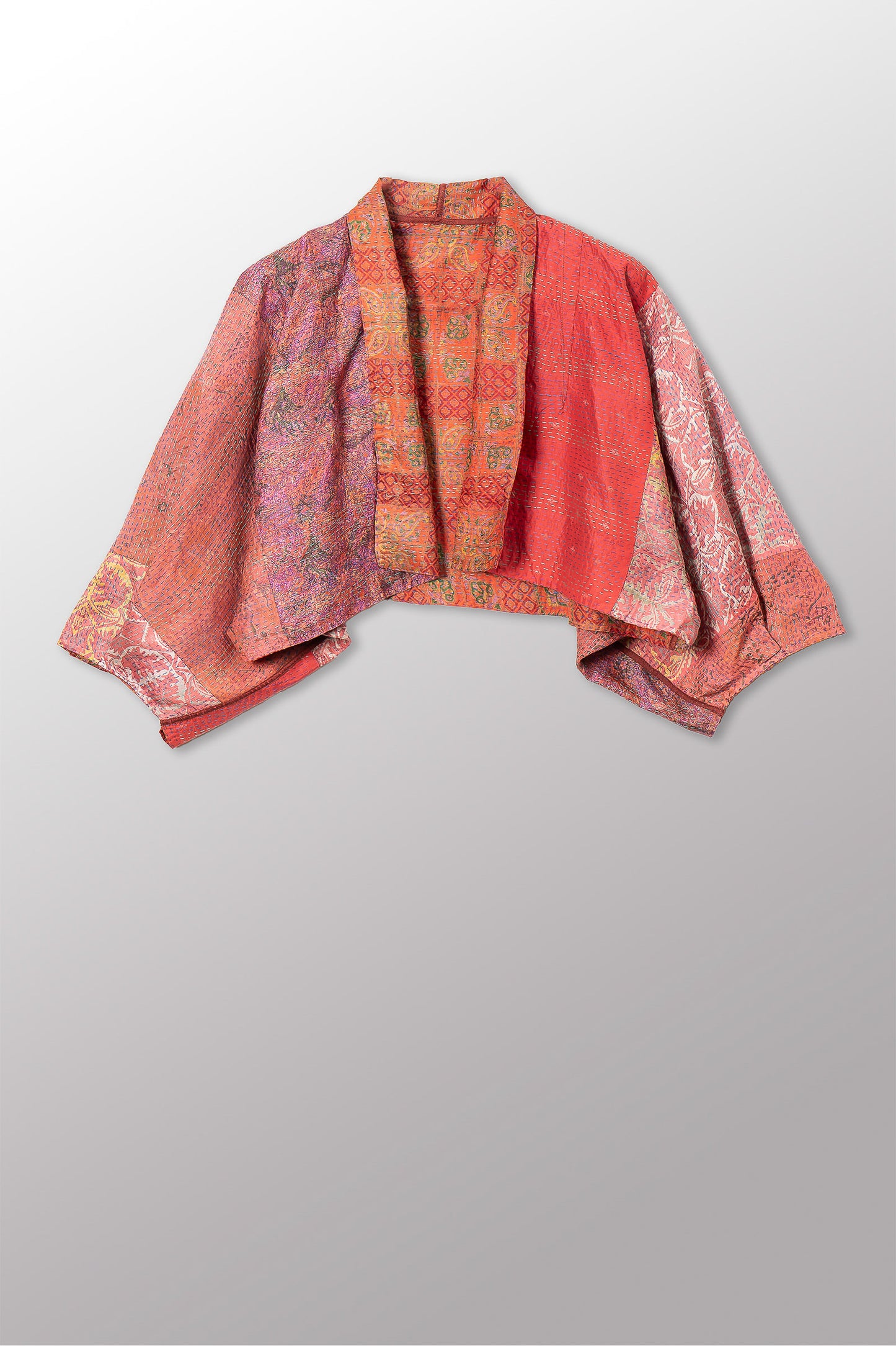VINTAGE SILK KANTHA PUFF SLV. SHRUG - sv2062-0035a -