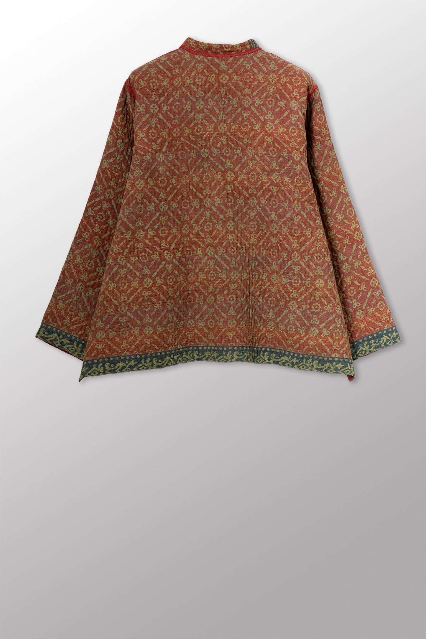 COTTON OVERDYE KANTHA KAFTAN JACKET SHORT - ov4088-cgrn001s -