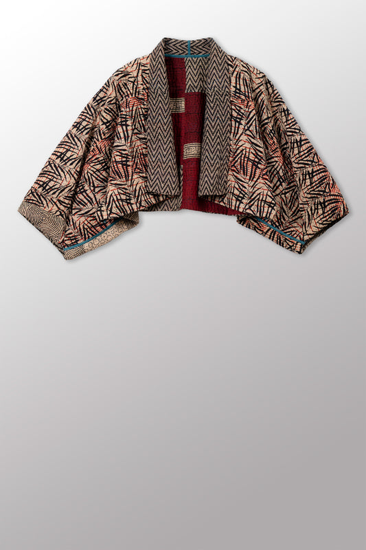 SOHO BAMBOO KANTHA PUFF SLV. SHRUG - bo4062-cblk009a -