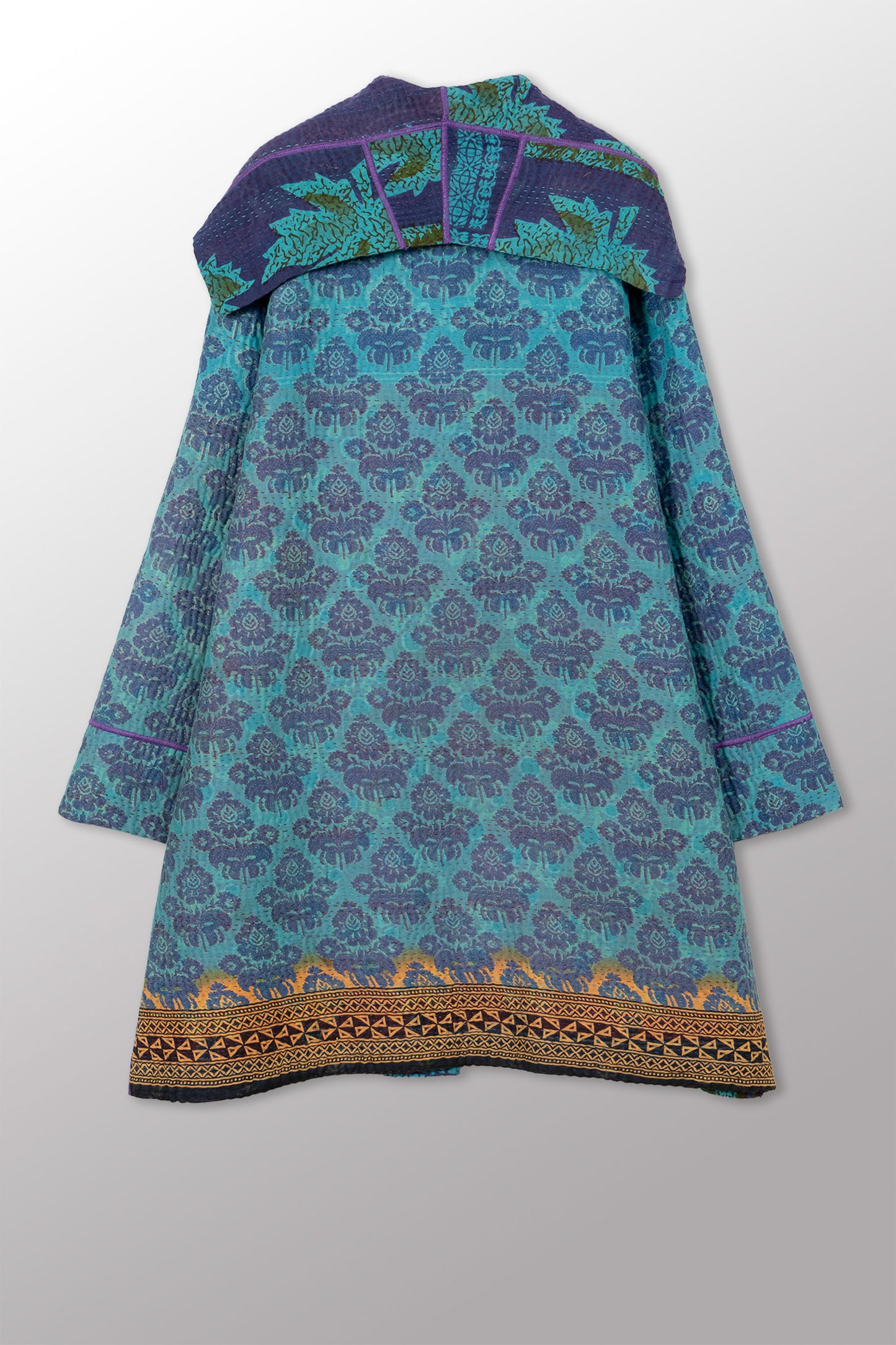 VINTAGE COTTON KANTHA POCKET MEDIUM COAT - cv4316-0051m -