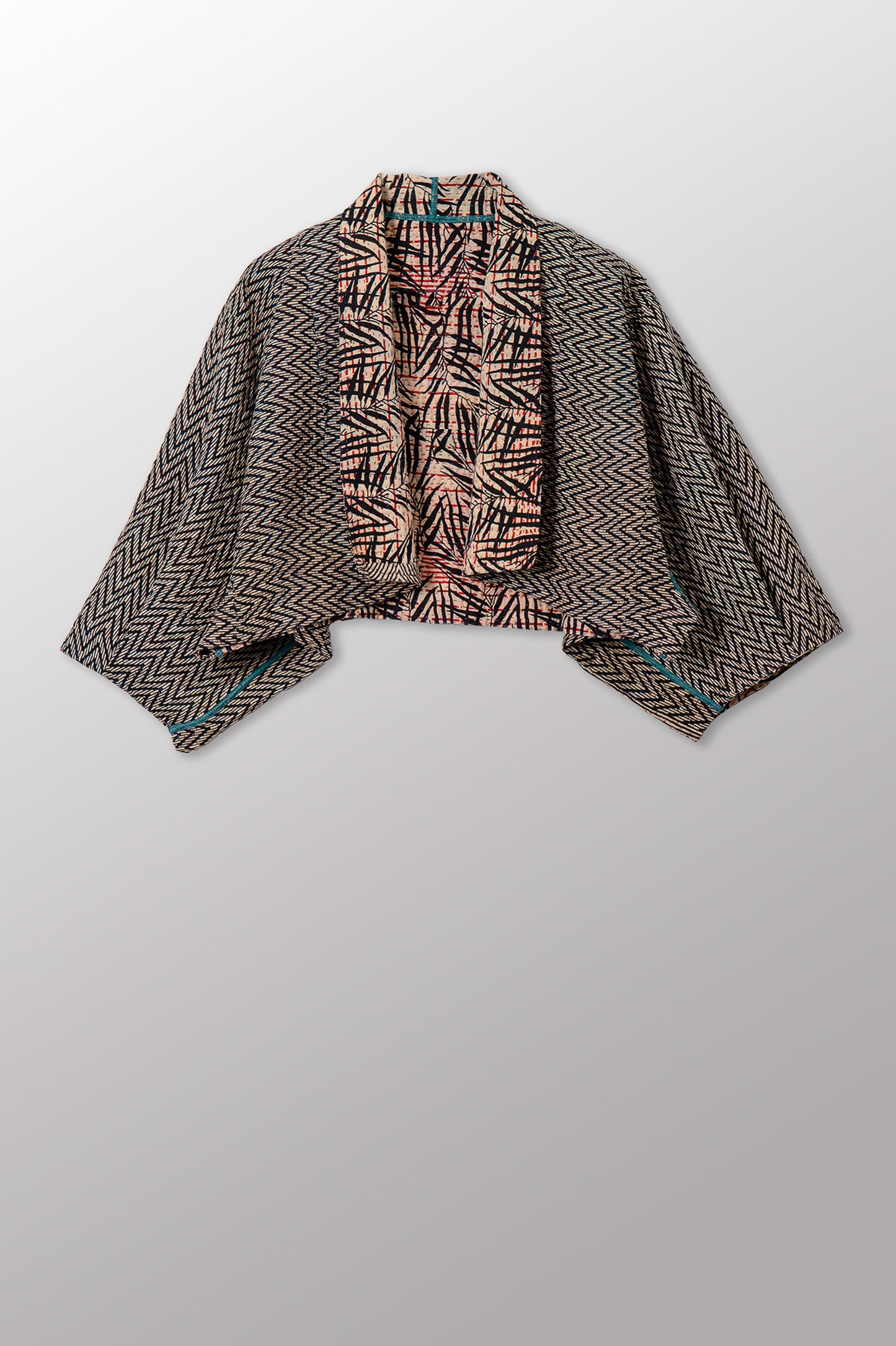 SOHO BAMBOO KANTHA PUFF SLV. SHRUG - bo4062-cblk002a -