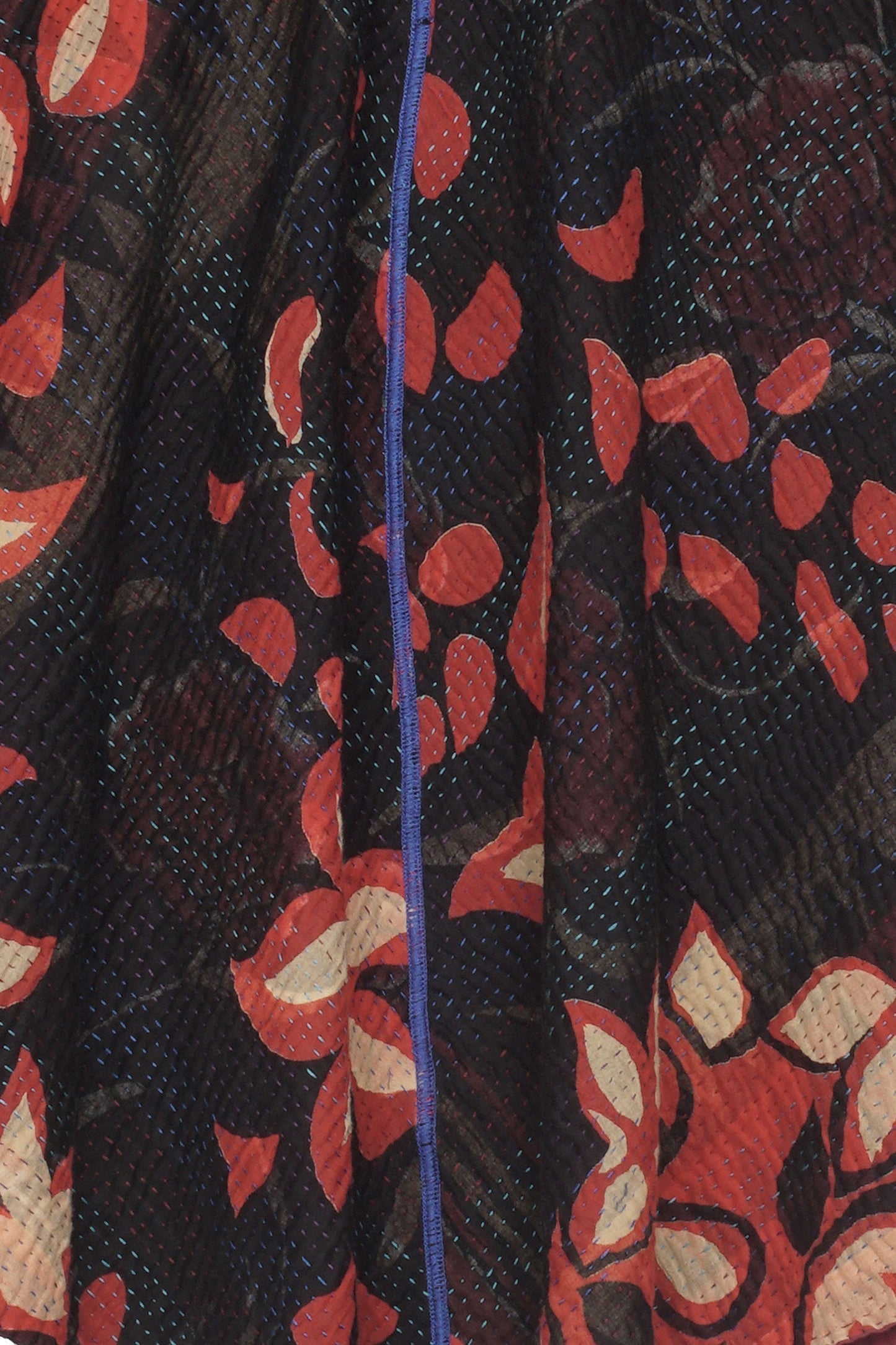 HOLIDAY FLOWER KANTHA CIRCULAR LONG JKT - hf4009-red -