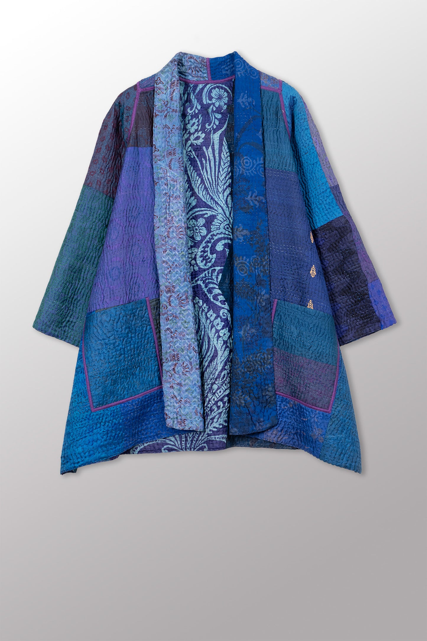 JACQUARD SILK KANTHA A-LINE JKT - js4003-cnvy001a -