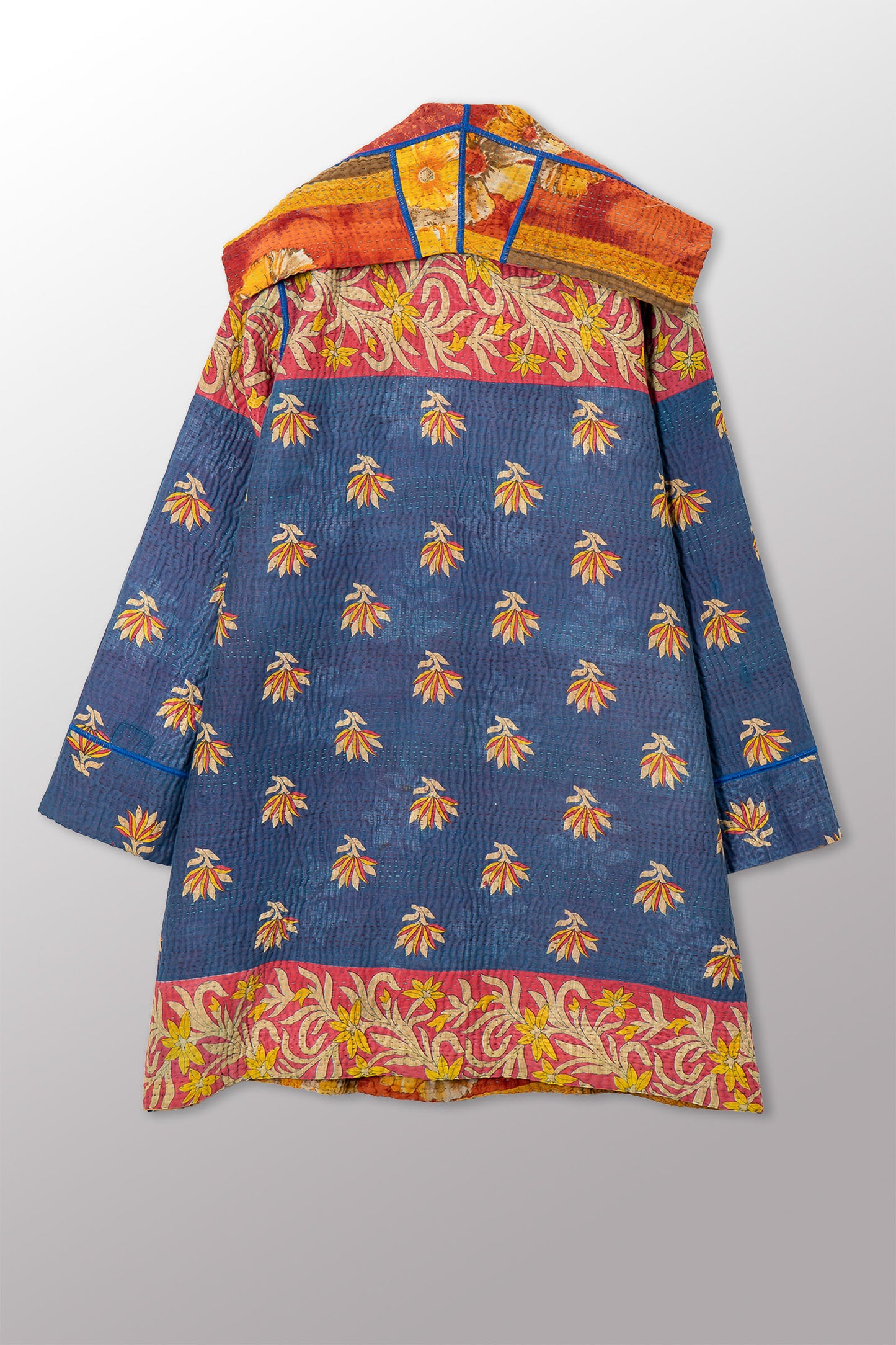 VINTAGE COTTON KANTHA POCKET MEDIUM COAT - cv4316-0049m -