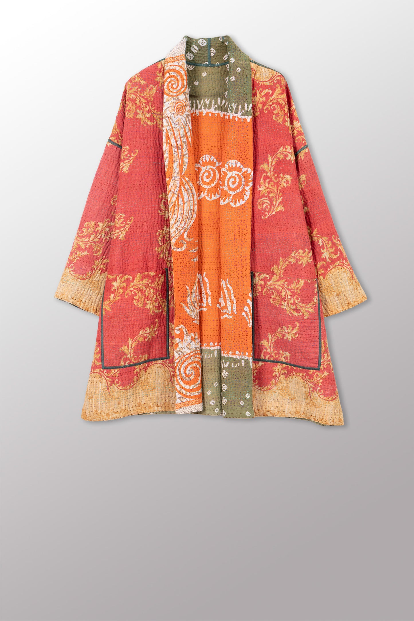 VINTAGE COTTON KANTHA HAORI JKT - cv4068-0028a -