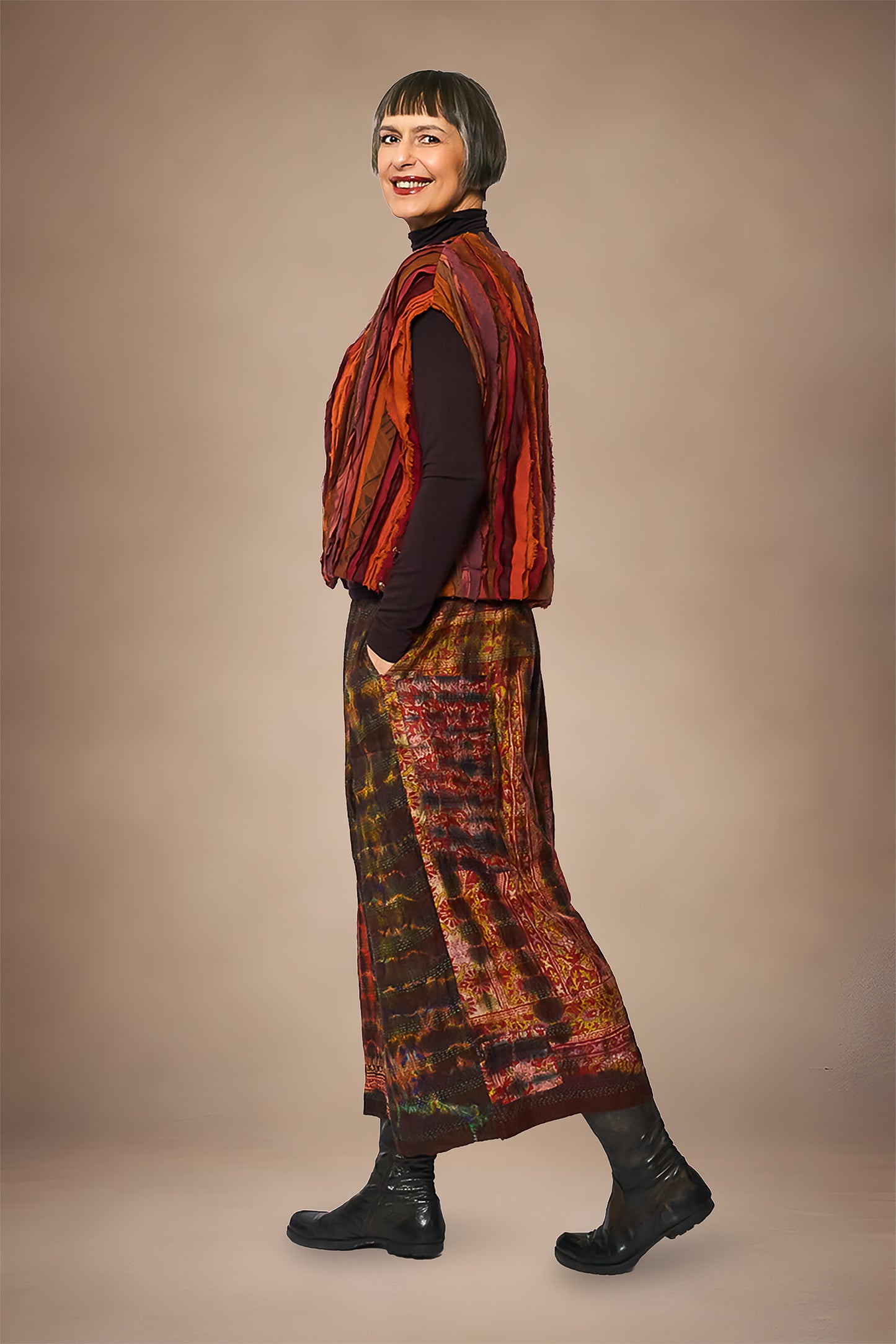 WAVY STRIPE KANTHA WIDE SHOULDER VEST - wv2245-org -