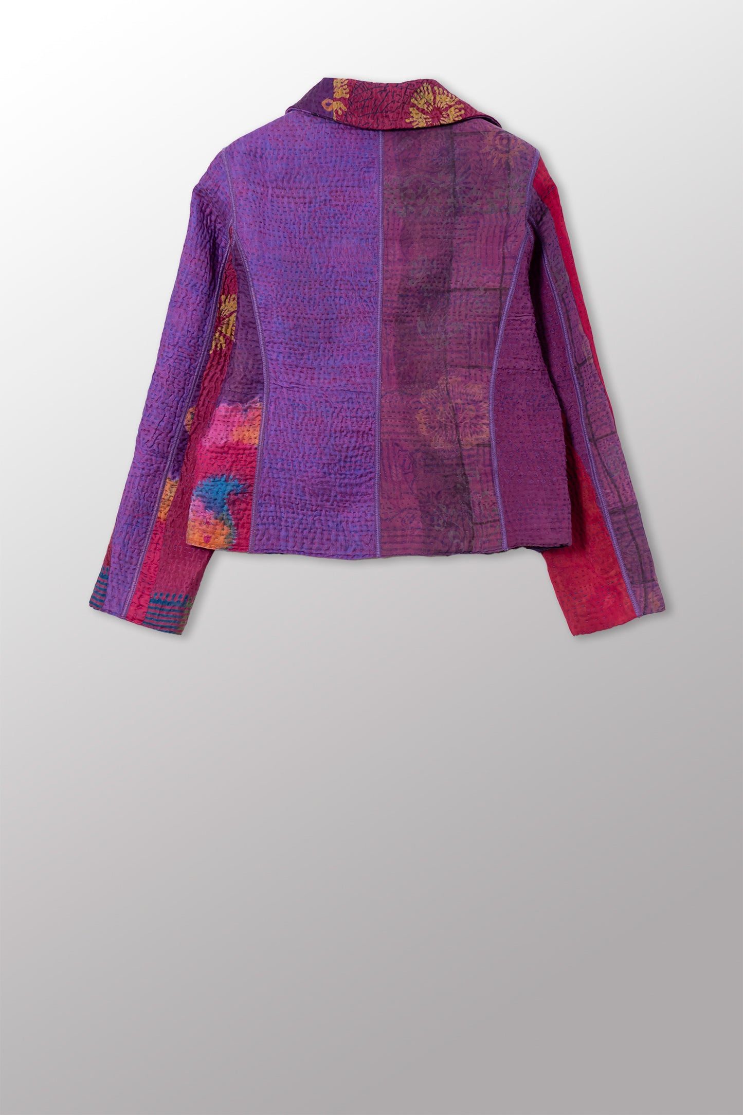 JACQUARD SILK KANTHA CROPPED BASIC JACKET - js4096-cprp001s -