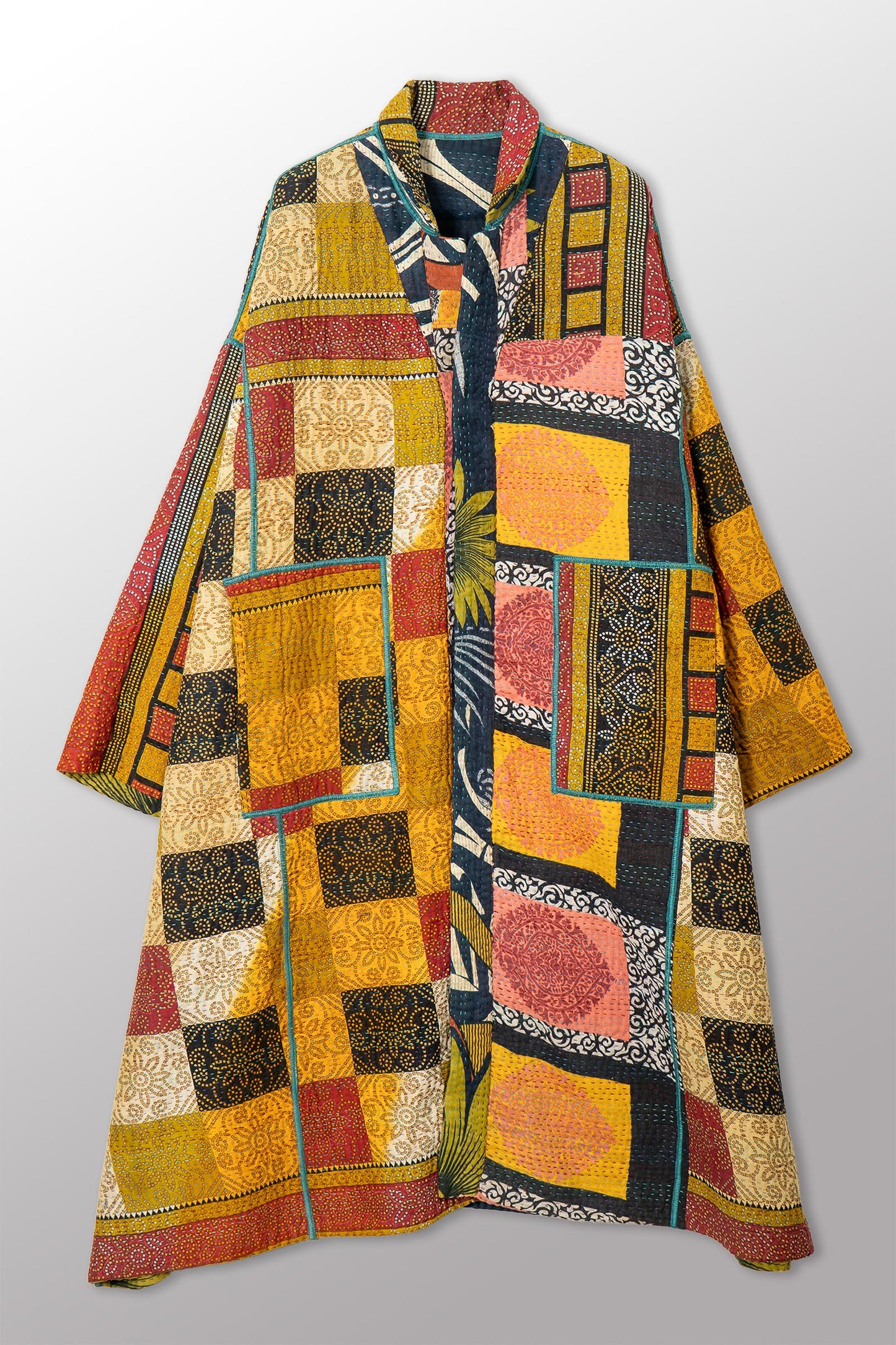 VINTAGE COTTON KANTHA NEW OVERSIZED COAT - cv4342-0013a -