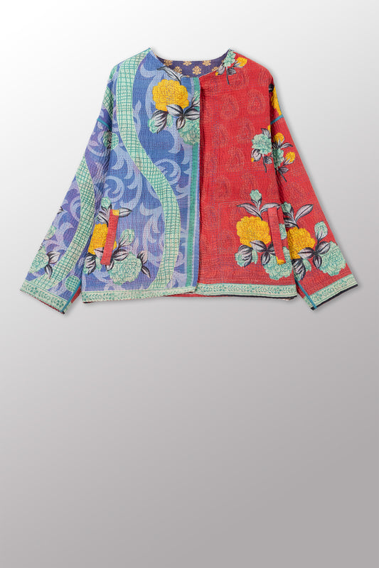 VINTAGE COTTON KANTHA CREW NECK SHORT JKT - cv4053-0074a -