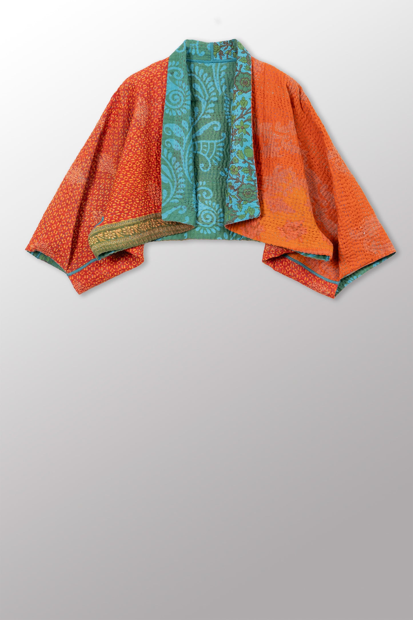 COTTON OVERDYE KANTHA PUFF SLV. SHRUG - ov4062-ctel001a -