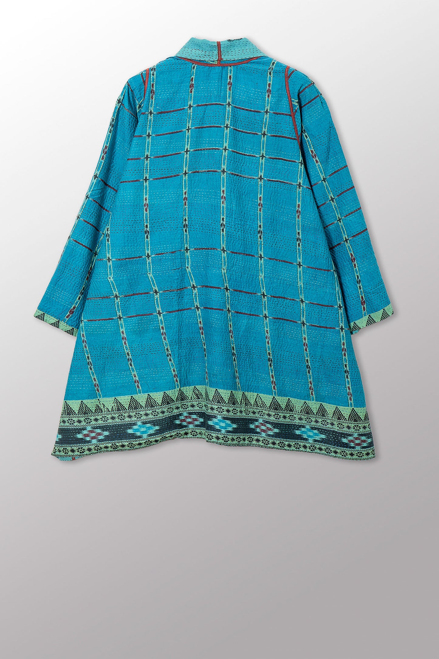 VINTAGE COTTON & NEW VOILE KANTHA A-LINE JKT - cn2003-0008a -