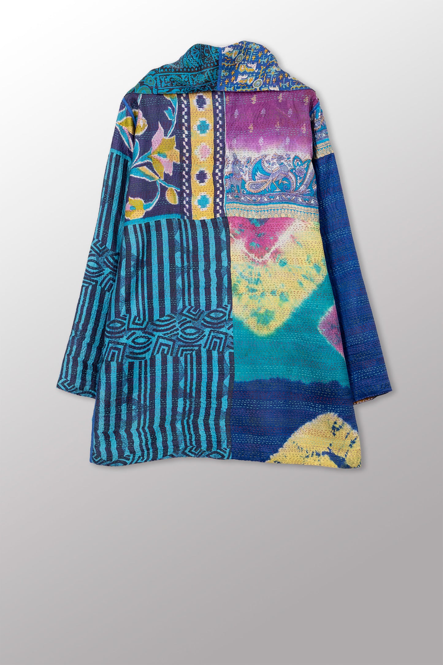 VINTAGE SILK KANTHA POCKET JKT - sv2002-0074a -