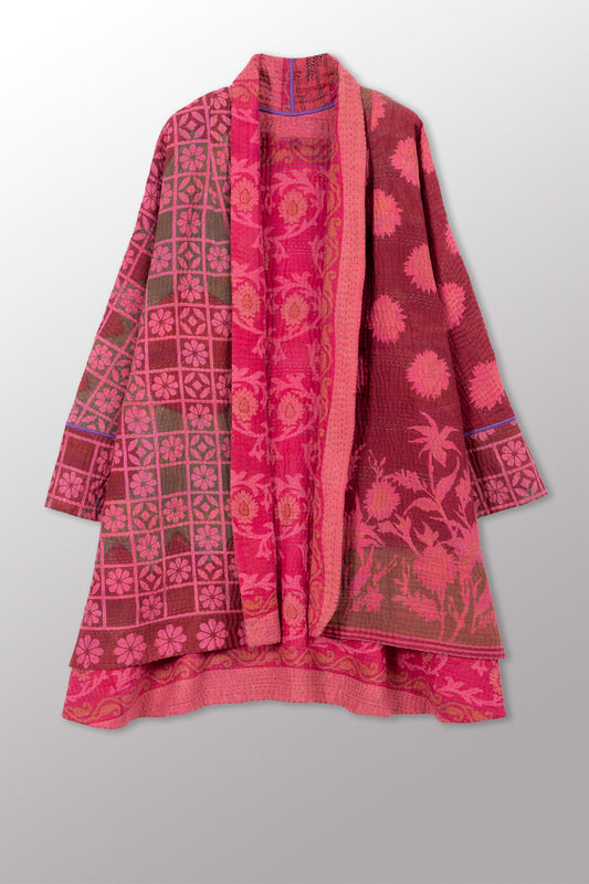 COTTON OVERDYE KANTHA KIMONO LONG JKT - ov4005-cpik001a -
