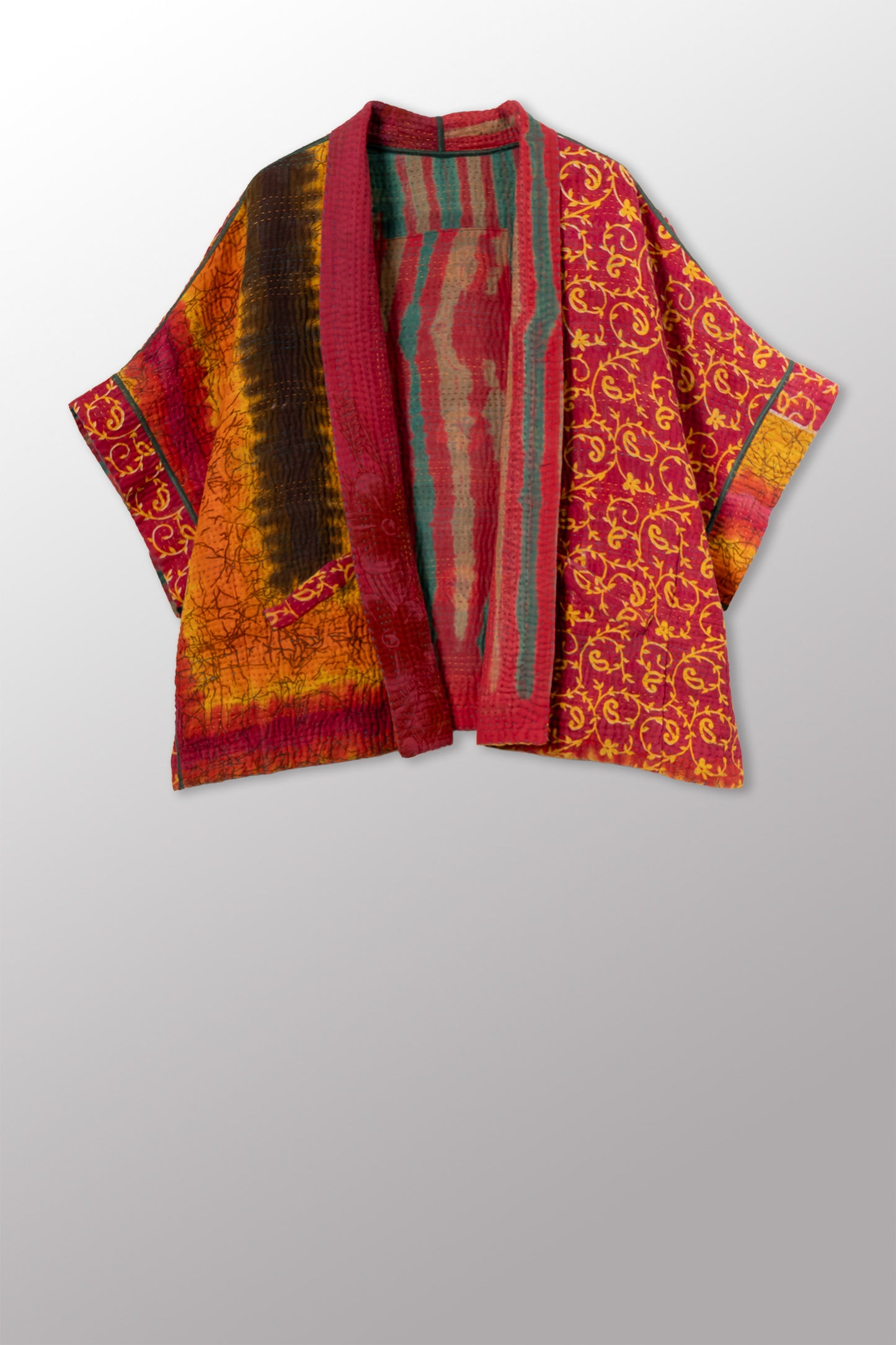 VINTAGE COTTON KANTHA MINI PONCHO - cv4060-0072a -