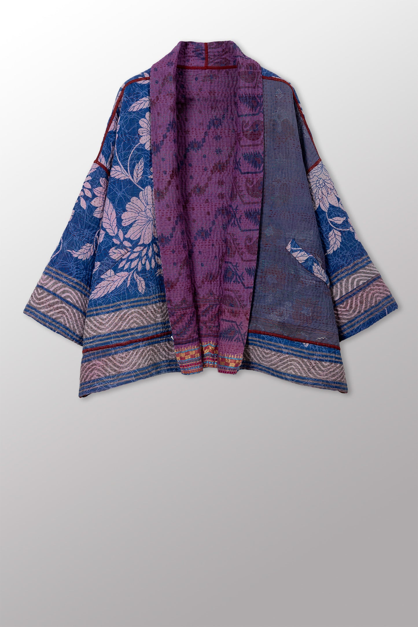 VINTAGE COTTON KANTHA BIG POCKET JKT - cv4057-0013a -