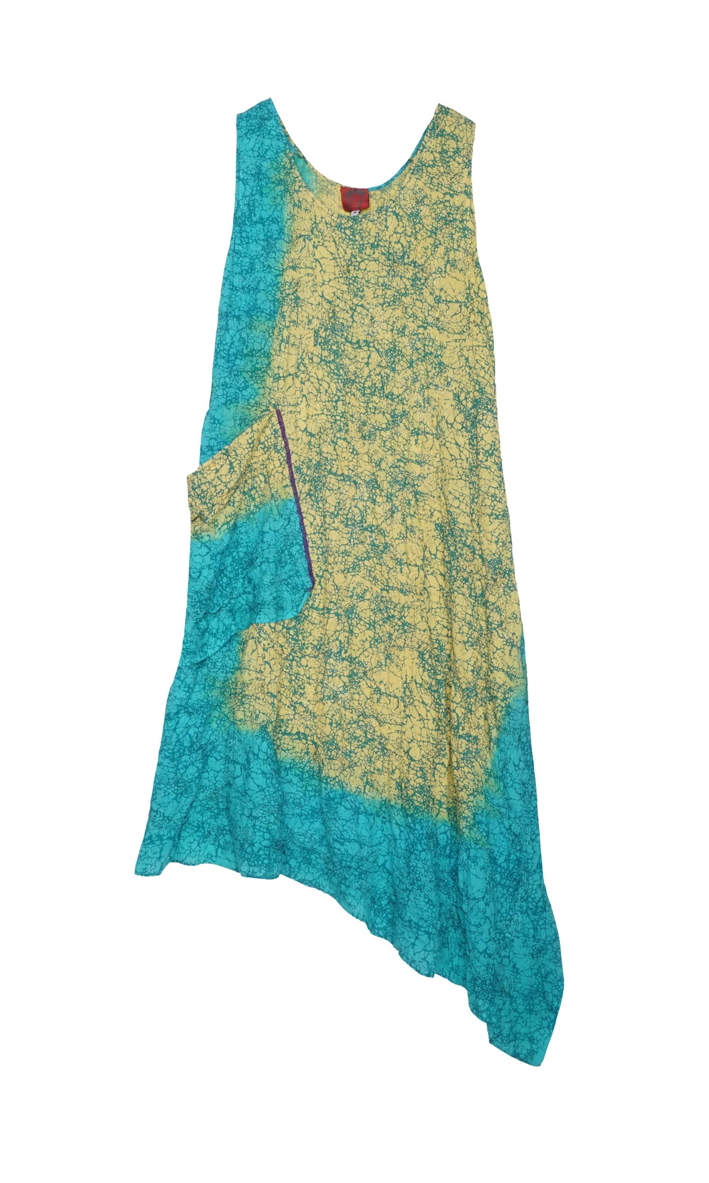 OMBRE MUD DYE SHIBORI KANTHA TANK FLARE DRESS - md1407-ylw -