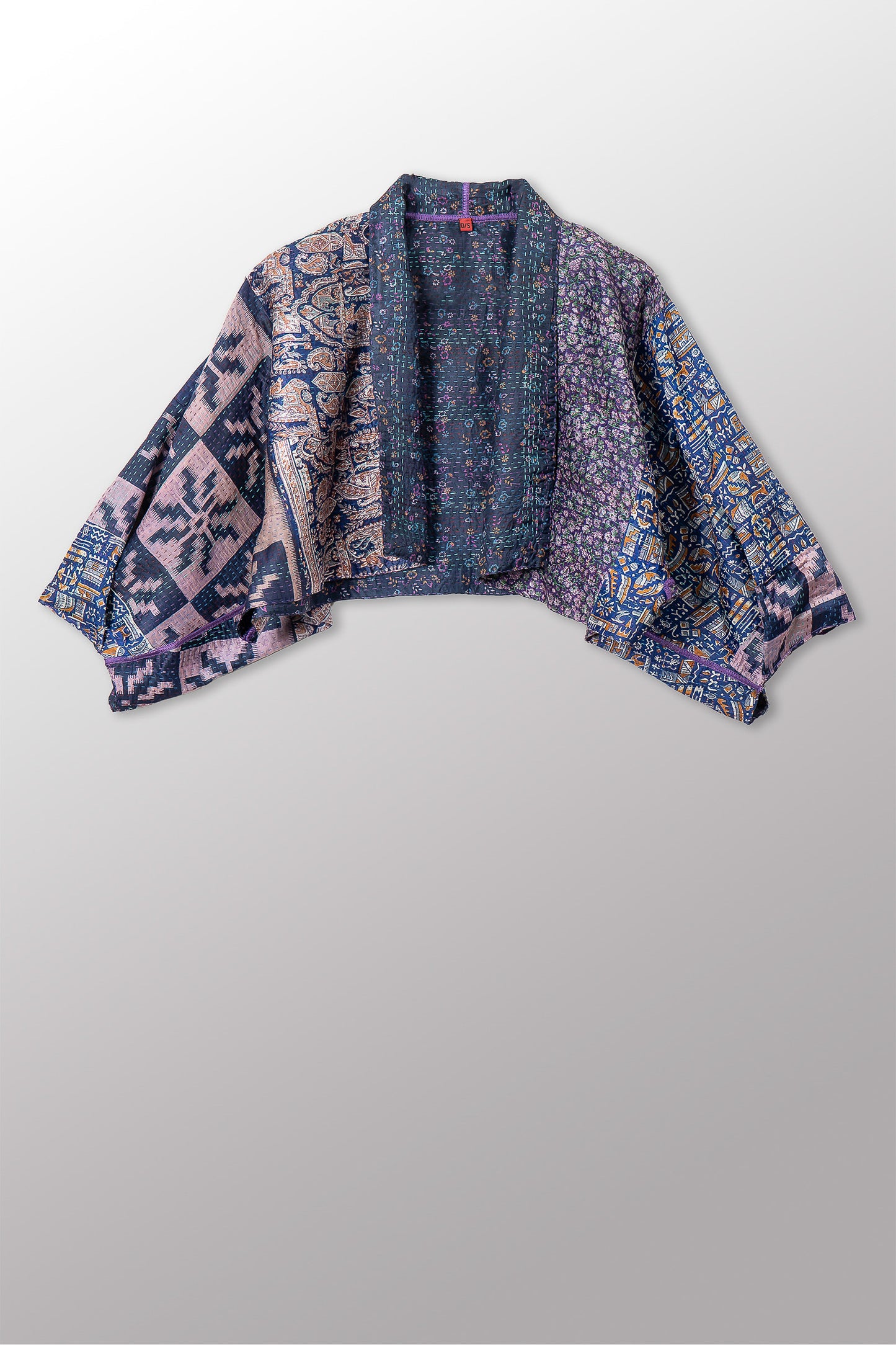 VINTAGE SILK KANTHA PUFF SLV. SHRUG - sv2062-0038a -