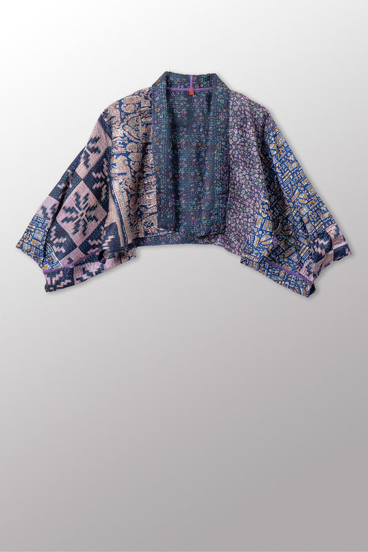 VINTAGE SILK KANTHA PUFF SLV. SHRUG - sv2062-0038a -