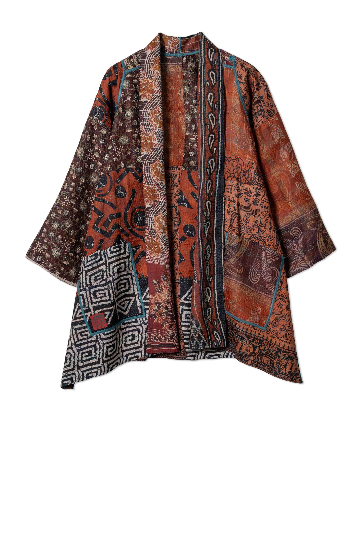 VINTAGE SILK KANTHA A-LINE JKT - sv2003-0416a -