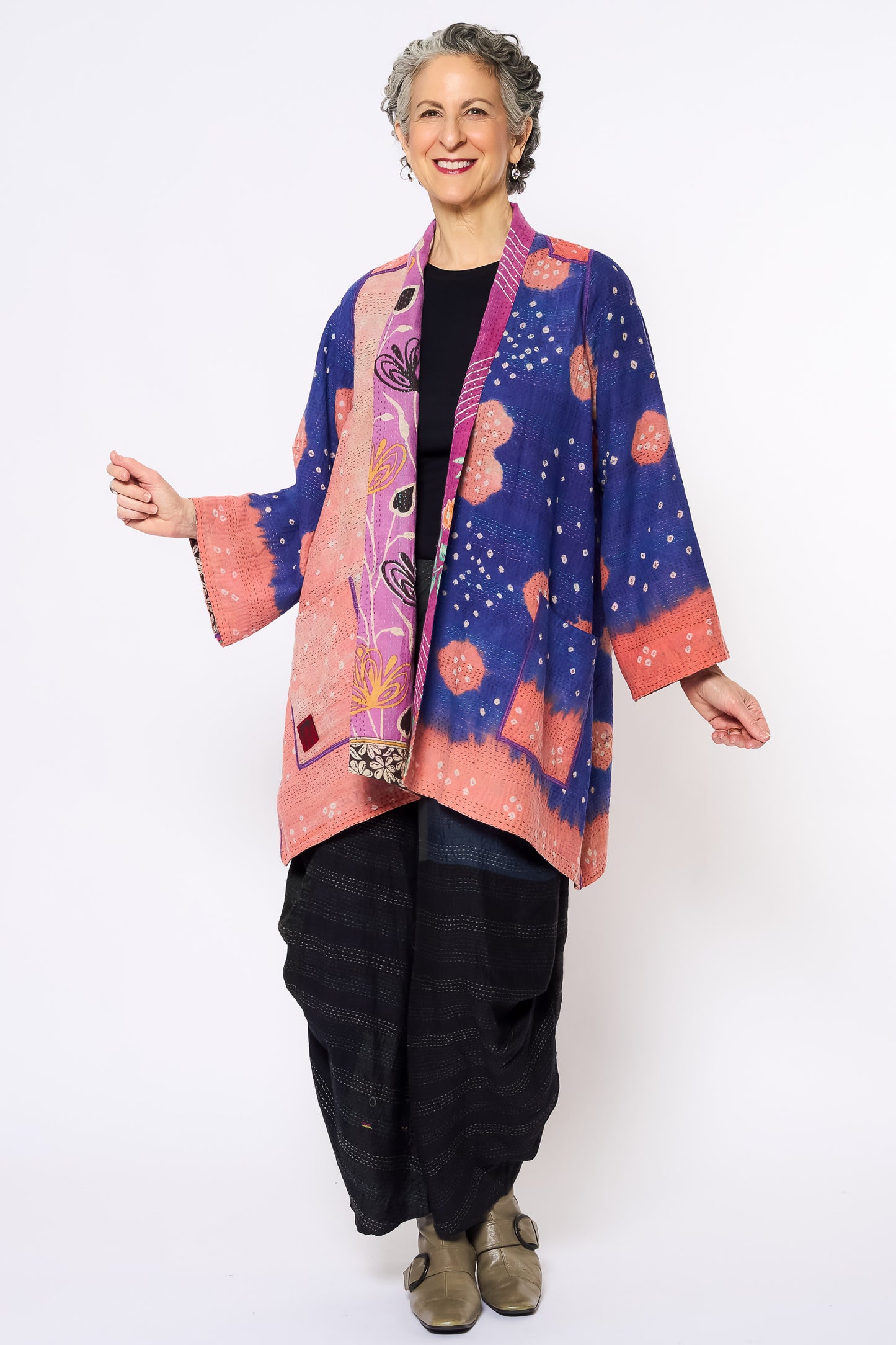 VINTAGE COTTON KANTHA A-LINE JKT - cv2003-0169a -