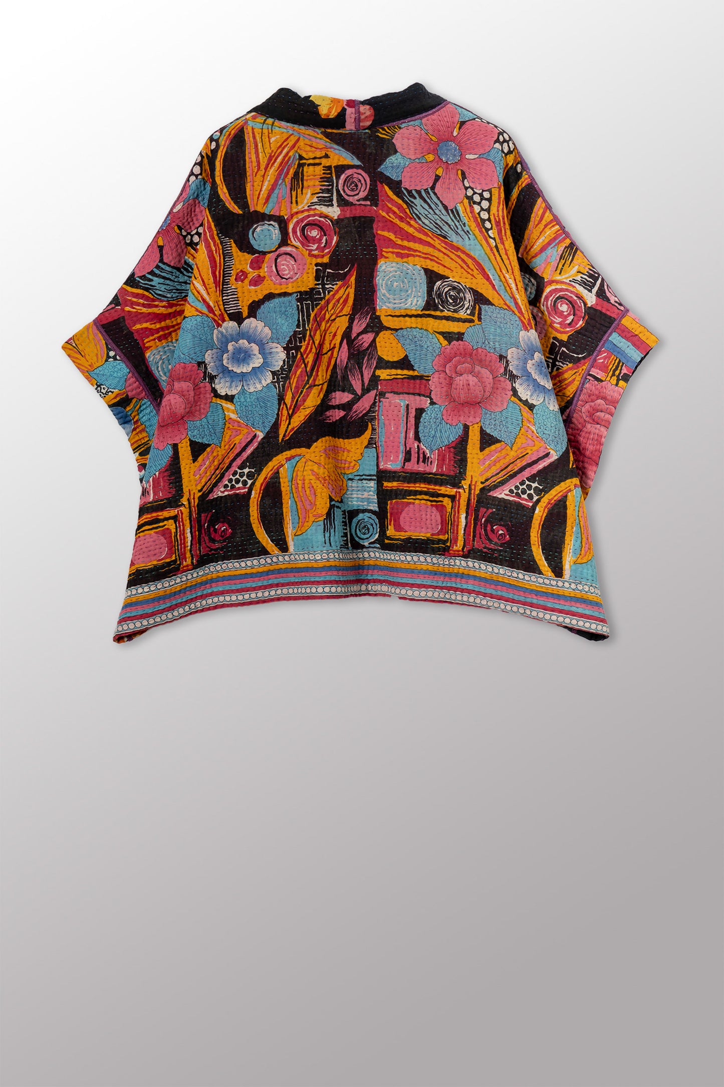 VINTAGE COTTON KANTHA MINI PONCHO - cv4060-0067a -