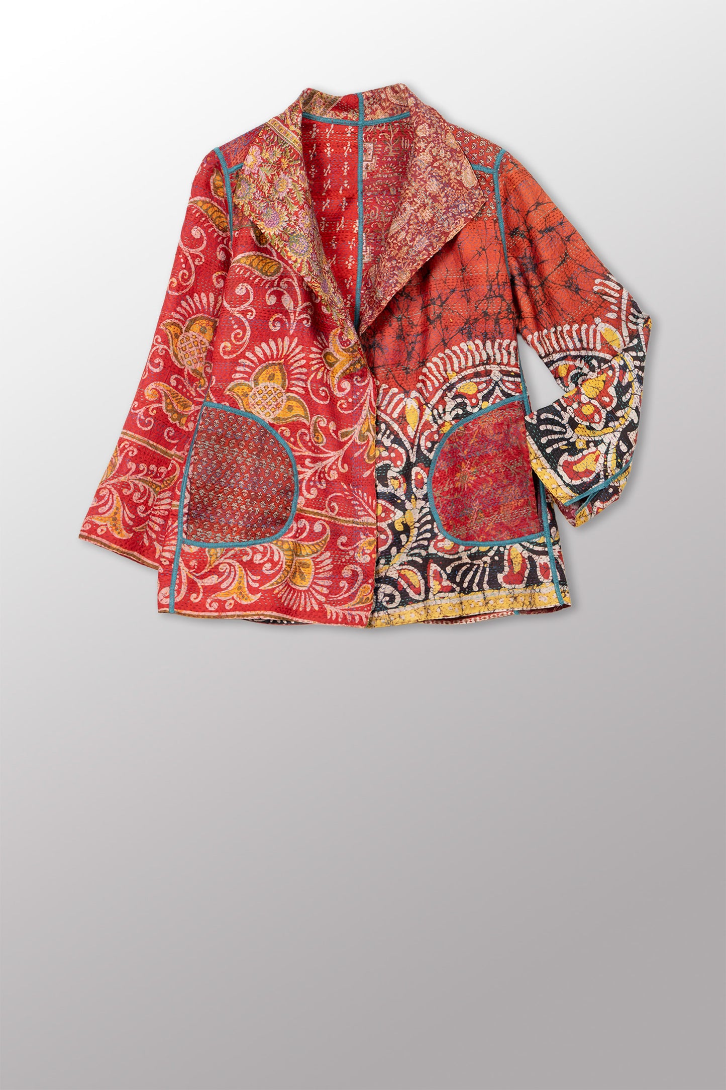 VINTAGE SILK KANTHA SHORT JKT - sv2007-0075s -