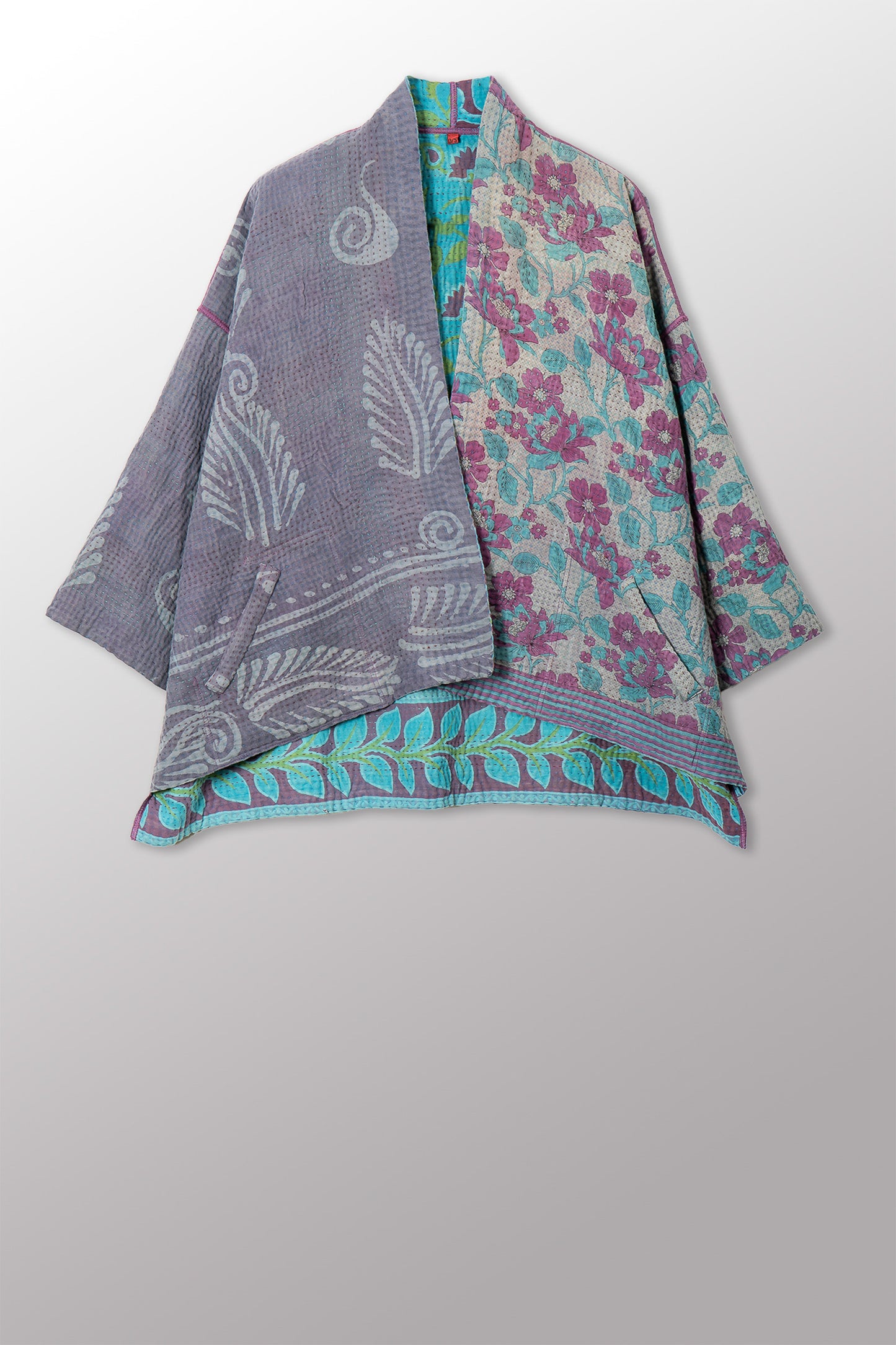 VINTAGE COTTON KANTHA MINI KIMONO JKT - cv4055-0056a -
