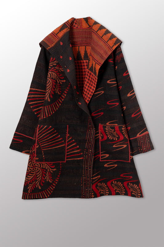 COTTON OVERDYE KANTHA POCKET MEDIUM COAT - ov4316-corg001m -
