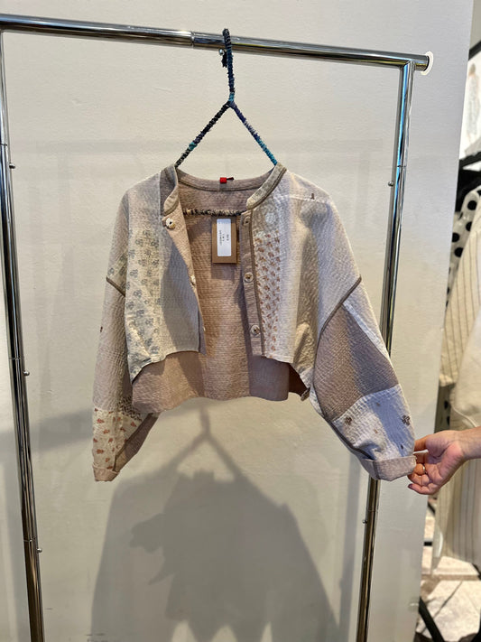 DUCK SUN DYE WITH PATCH KANTHA SLEEVE JACKET - us2090-ivy -