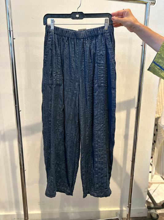 RIPPLE TUCK SOLID BARREL PANTS - rd1641-nvy -
