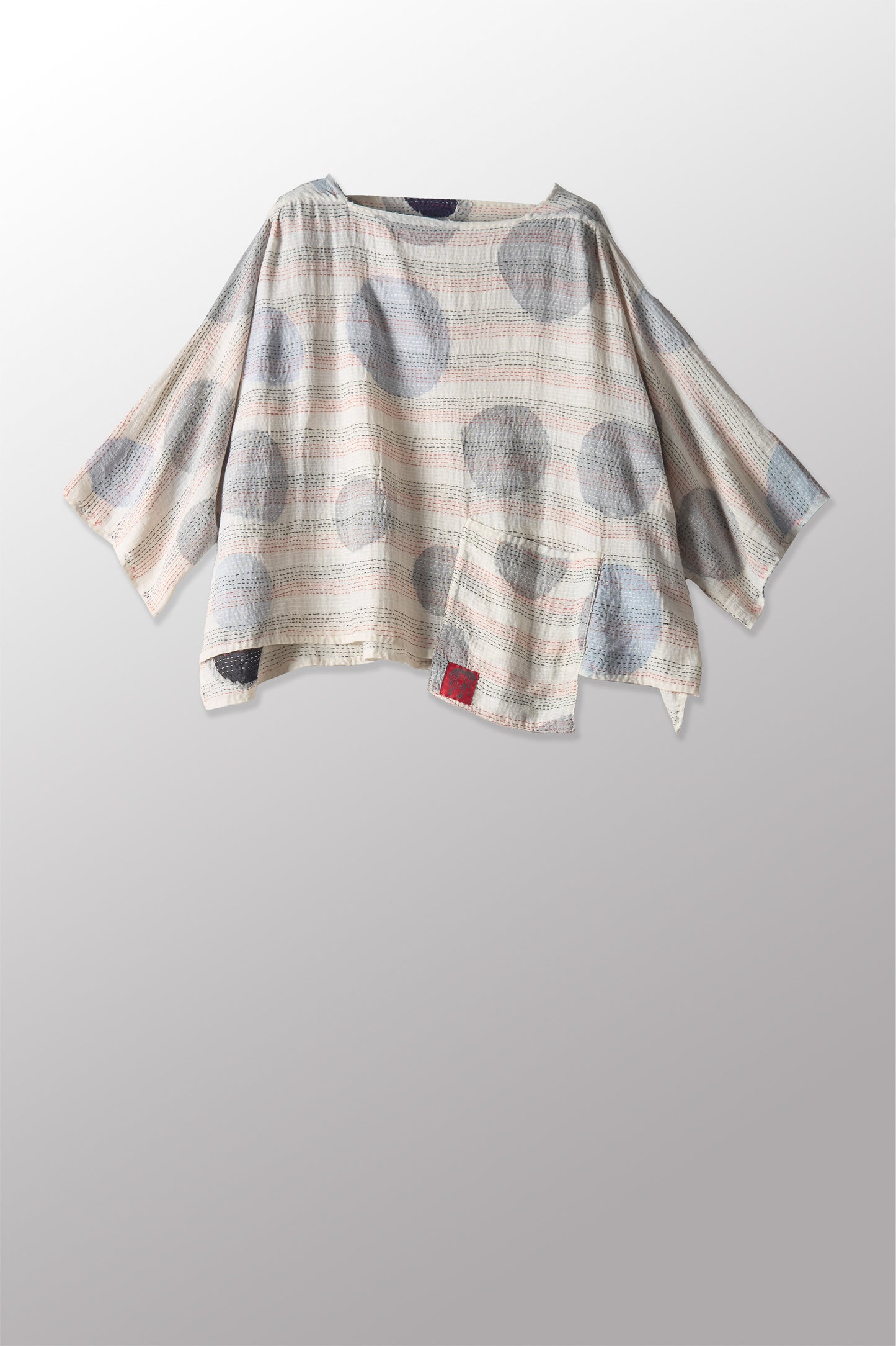 CUT OUT KANTHA 3/4 SLV. CROP TOP MIO - ck2538-wht -