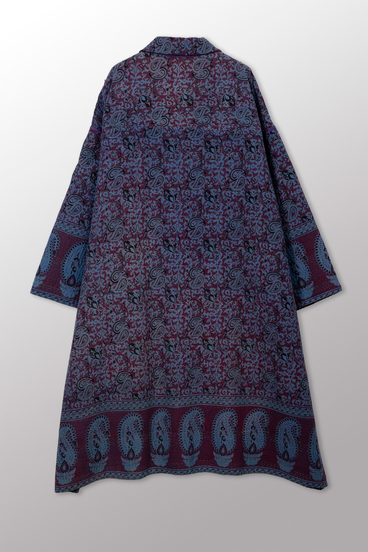 COTTON OVERDYE KANTHA NEW OVERSIZED COAT - ov4342-cblu003a -