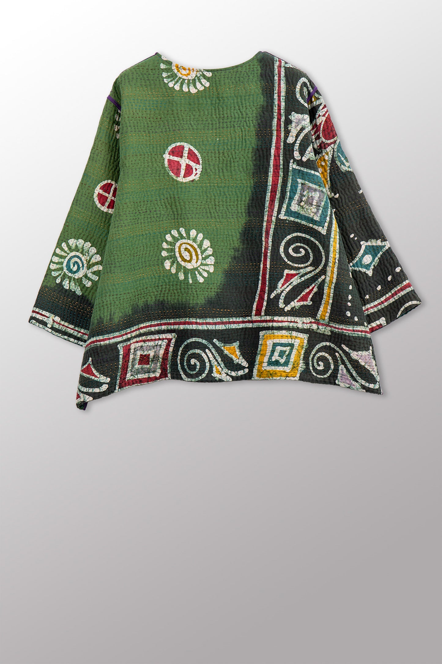 VINTAGE COTTON KANTHA A-LINE SHORT JKT - cv4019-0021a -