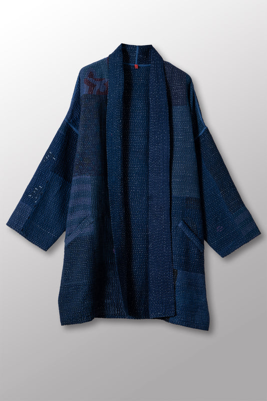 MUJI PATCH KANTHA HAORI JACKET - mp4068-nvy -